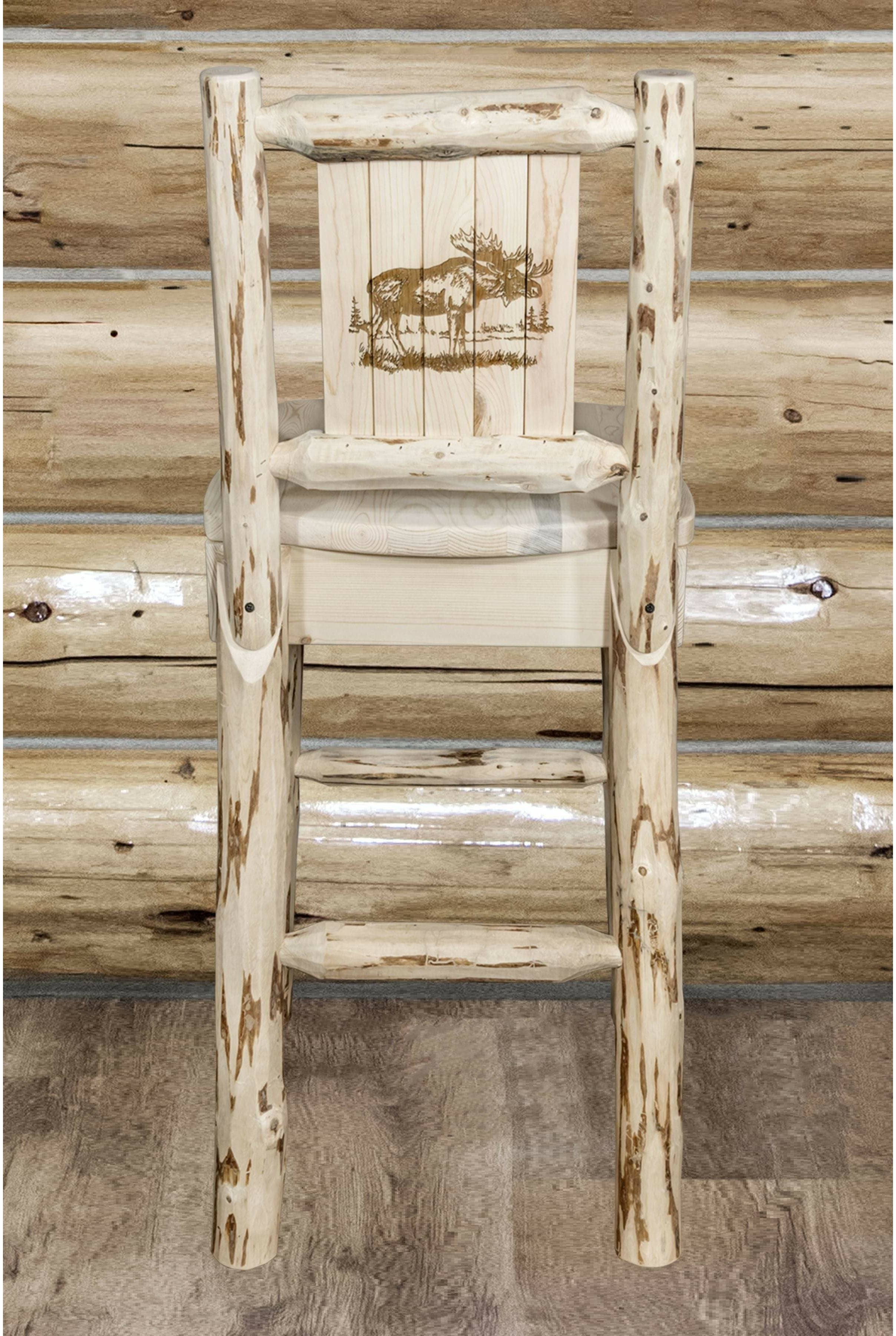 Montana Woodworks Montana Collection Barstool with Laser Engraved Design - Clear Lacquer Finish-Rustic Furniture Marketplace