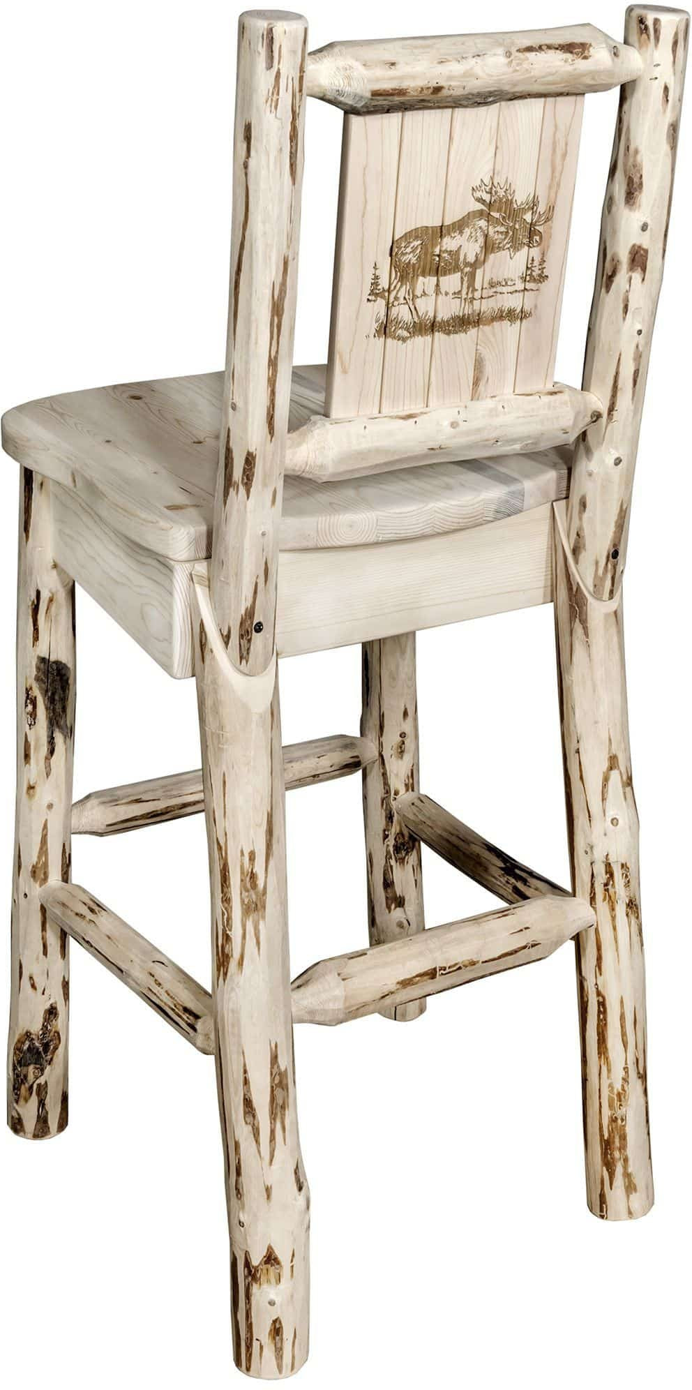 Montana Woodworks Montana Collection Barstool with Laser Engraved Design - Clear Lacquer Finish-Rustic Furniture Marketplace