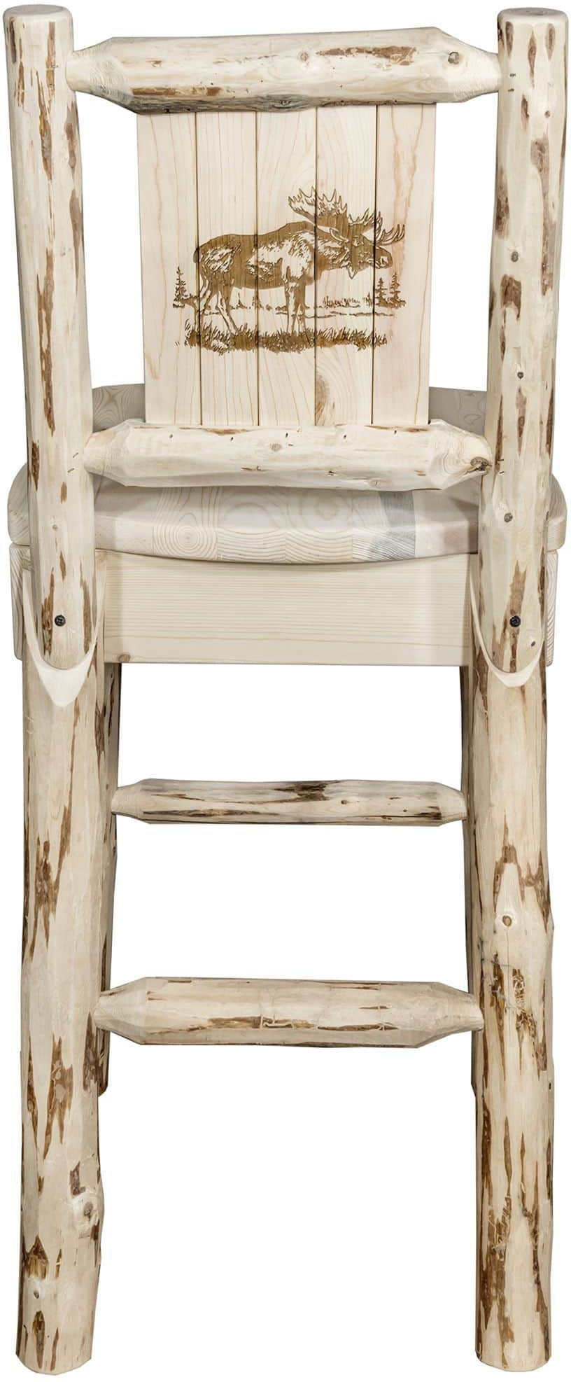 Montana Woodworks Montana Collection Barstool with Laser Engraved Design - Clear Lacquer Finish-Rustic Furniture Marketplace