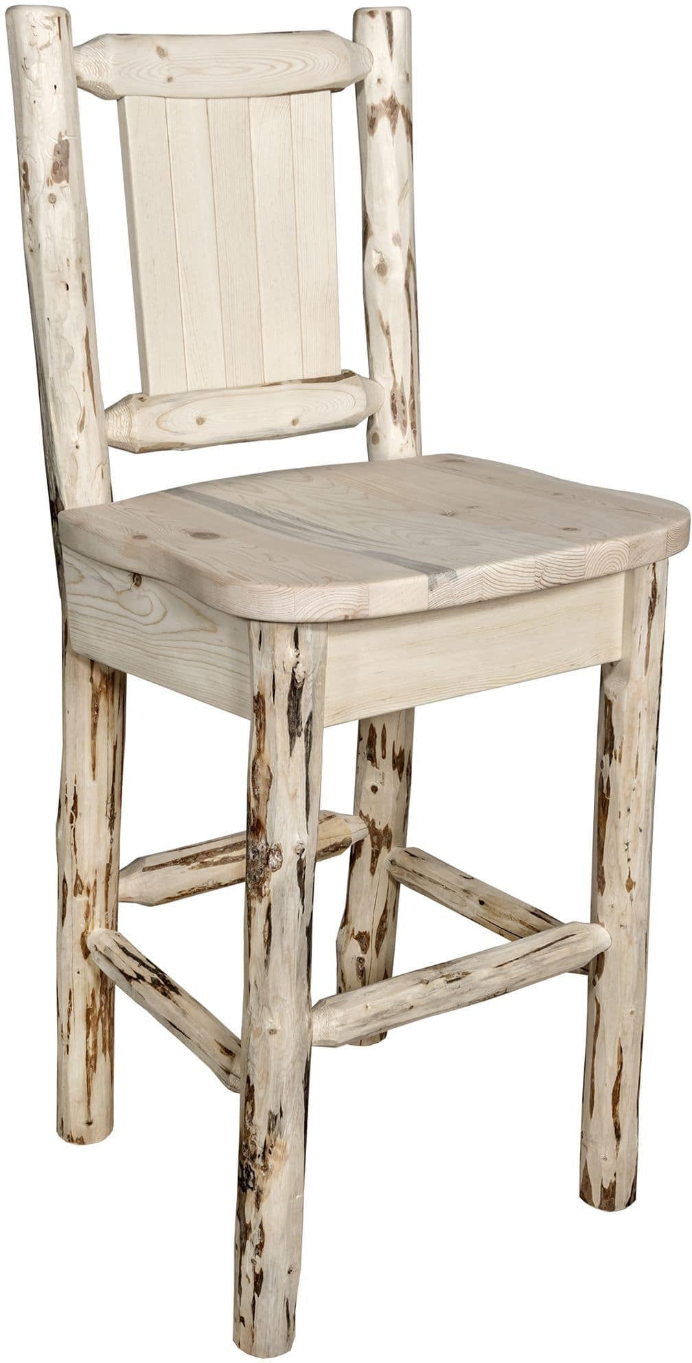 Montana Woodworks Montana Collection Barstool with Laser Engraved Design - Clear Lacquer Finish-Rustic Furniture Marketplace