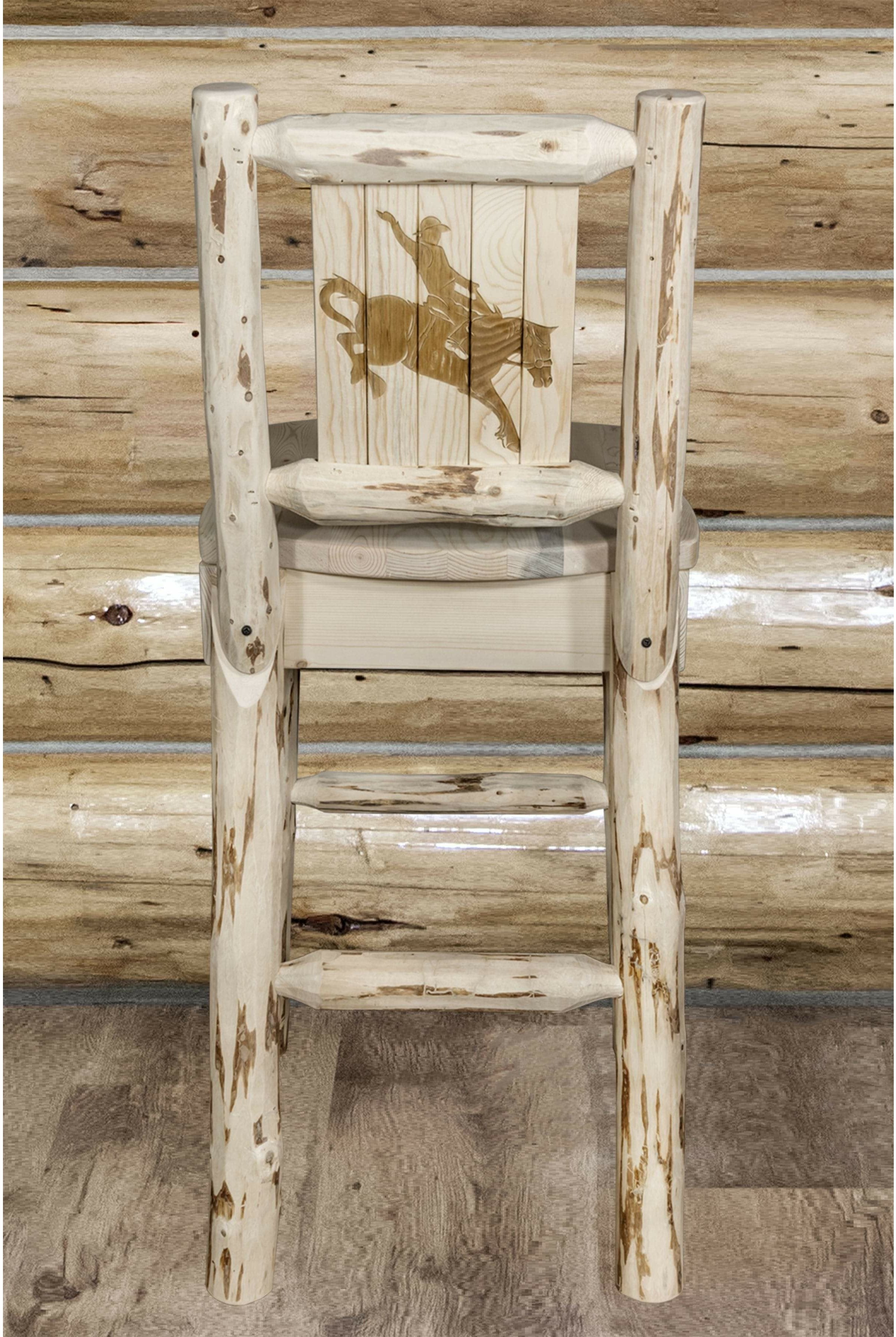 Montana Woodworks Montana Collection Barstool with Laser Engraved Design - Clear Lacquer Finish-Rustic Furniture Marketplace