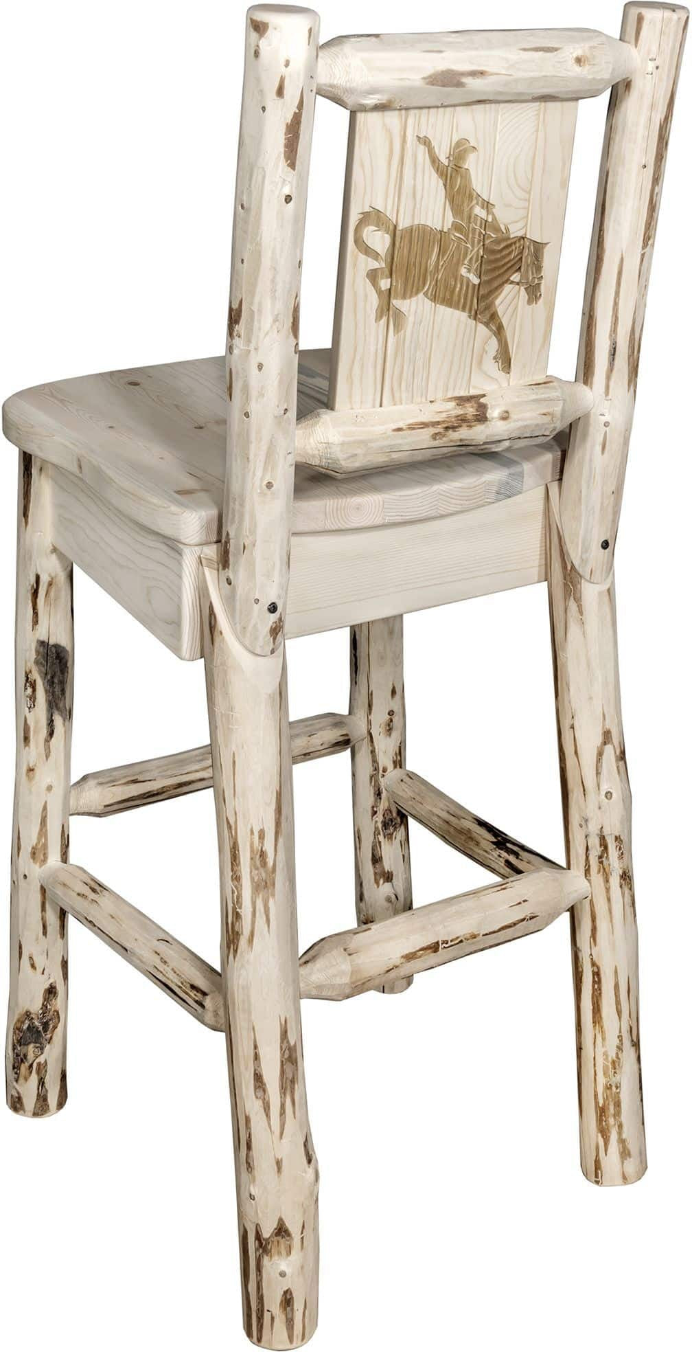 Montana Woodworks Montana Collection Barstool with Laser Engraved Design - Clear Lacquer Finish-Rustic Furniture Marketplace