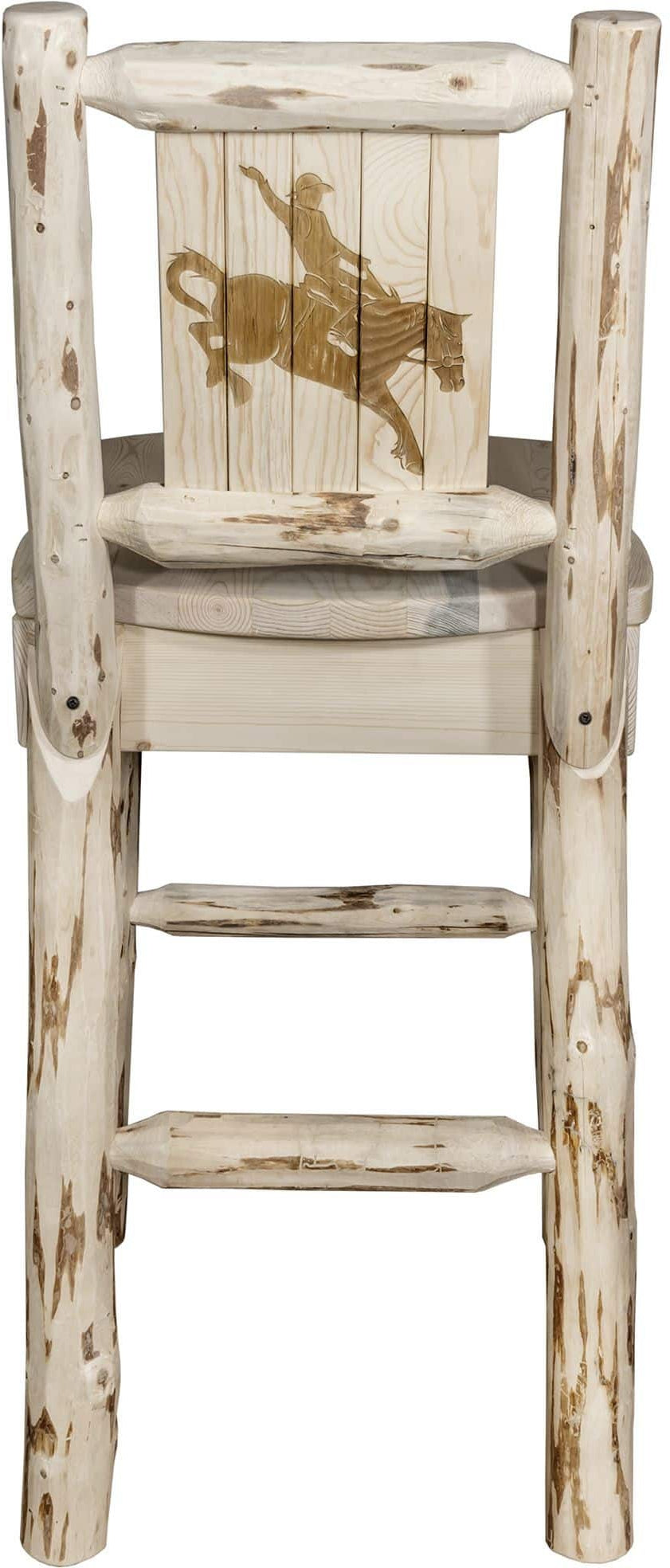 Montana Woodworks Montana Collection Barstool with Laser Engraved Design - Clear Lacquer Finish-Rustic Furniture Marketplace