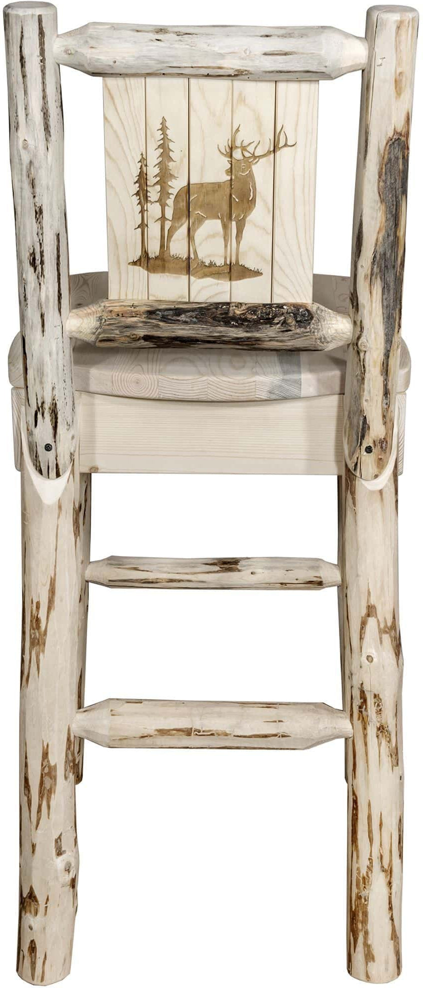 Montana Woodworks Montana Collection Barstool with Laser Engraved Design - Clear Lacquer Finish-Rustic Furniture Marketplace