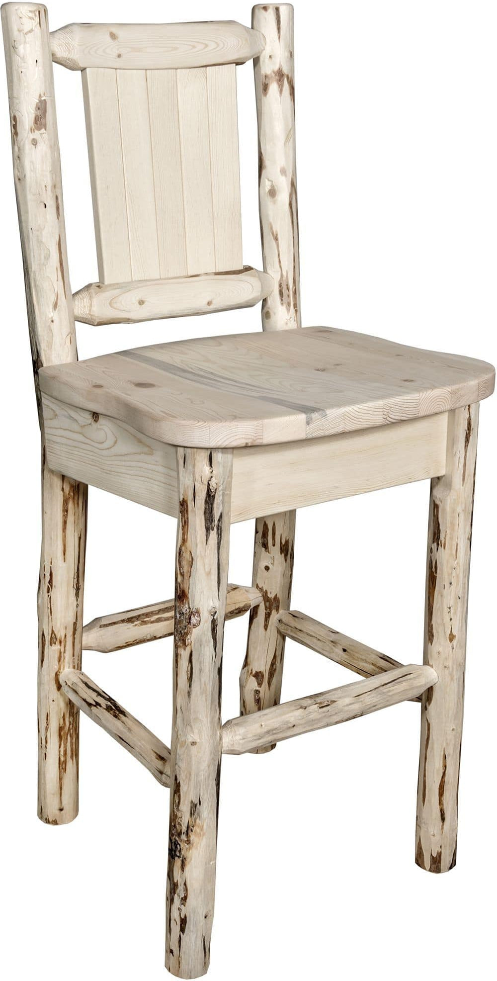 Montana Woodworks Montana Collection Barstool with Laser Engraved Design - Clear Lacquer Finish-Rustic Furniture Marketplace