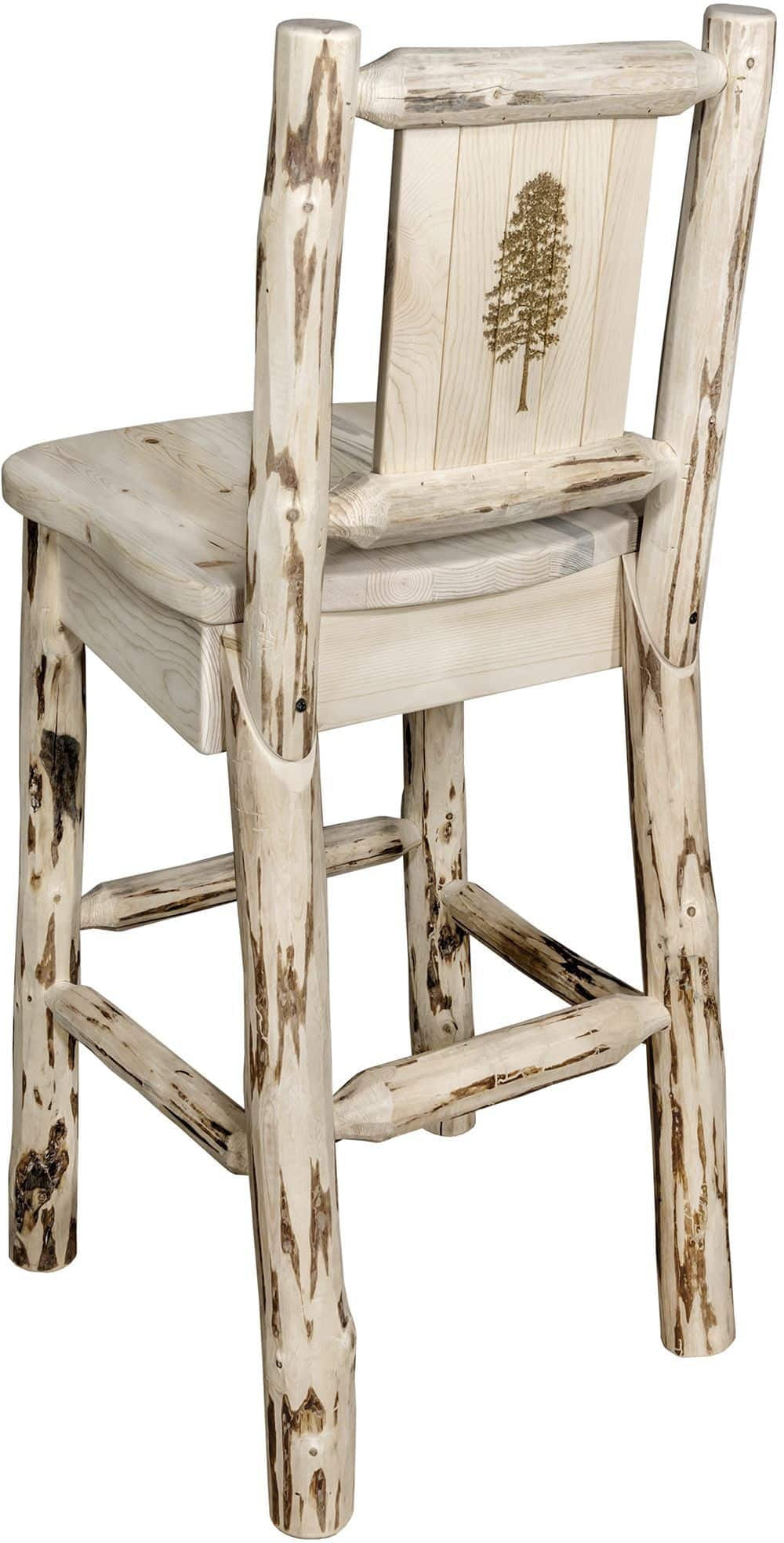 Montana Woodworks Montana Collection Barstool with Laser Engraved Design - Clear Lacquer Finish-Rustic Furniture Marketplace