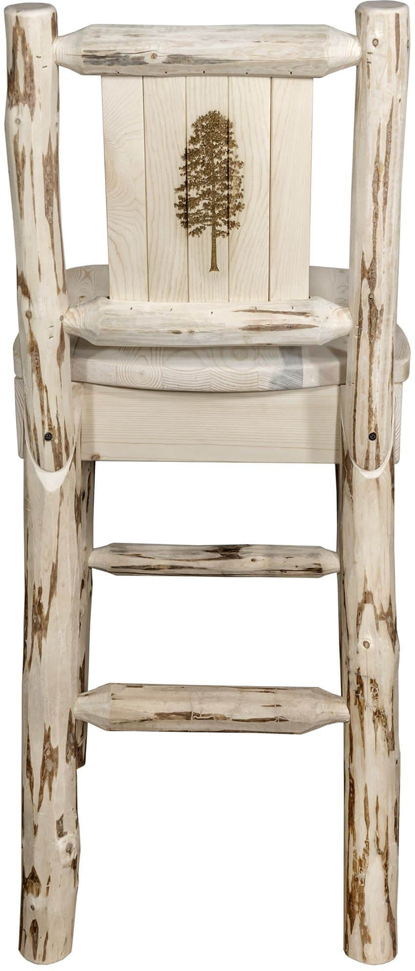 Montana Woodworks Montana Collection Barstool with Laser Engraved Design - Clear Lacquer Finish-Rustic Furniture Marketplace