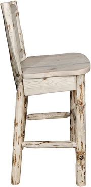 Montana Woodworks Montana Collection Barstool with Laser Engraved Design - Clear Lacquer Finish-Rustic Furniture Marketplace