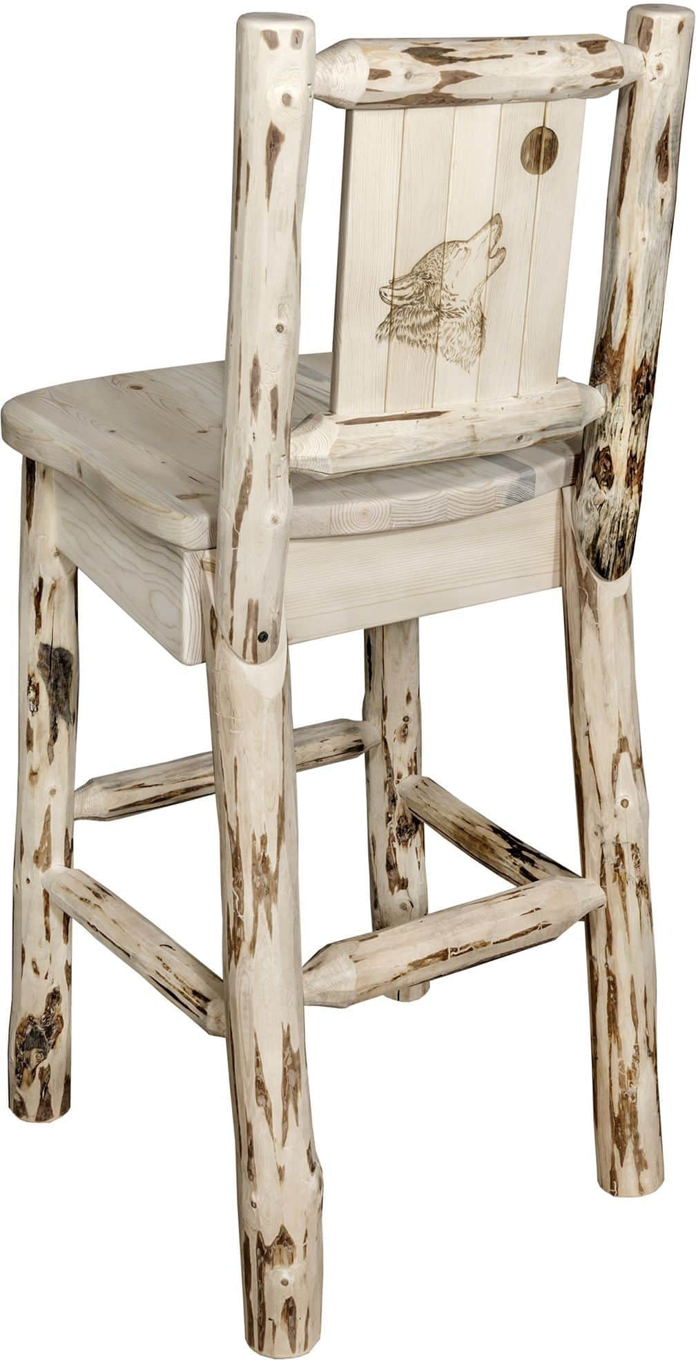 Montana Woodworks Montana Collection Barstool with Laser Engraved Design - Clear Lacquer Finish-Rustic Furniture Marketplace