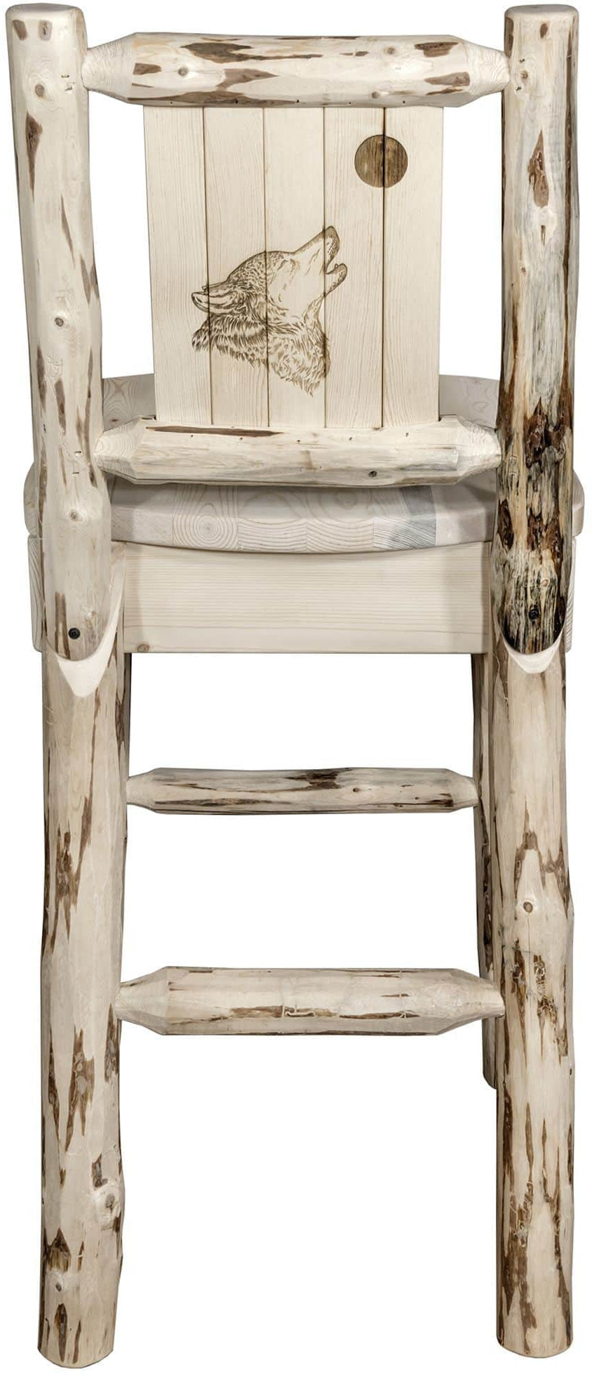 Montana Woodworks Montana Collection Barstool with Laser Engraved Design - Clear Lacquer Finish-Rustic Furniture Marketplace