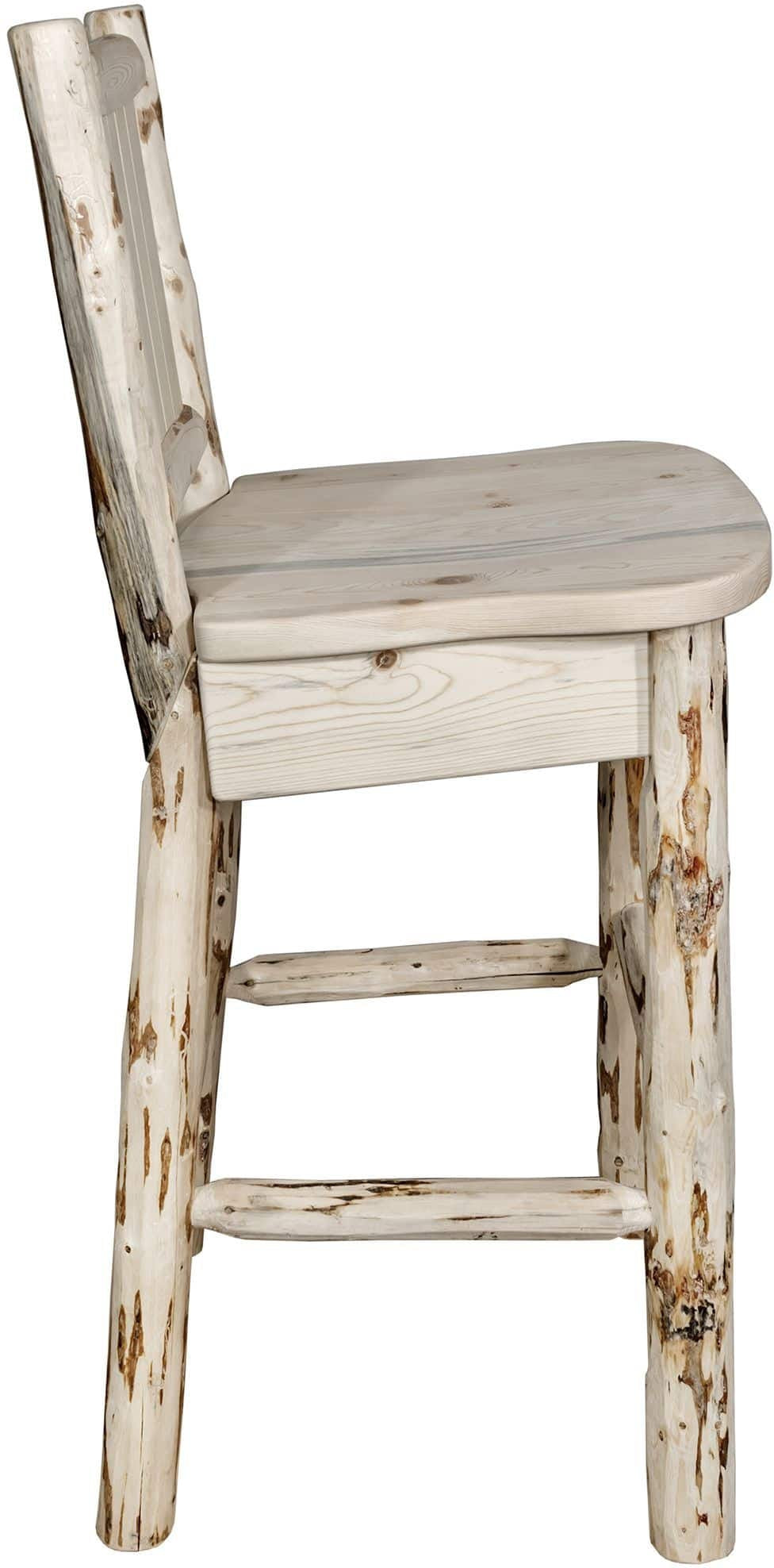 Montana Woodworks Montana Collection Barstool with Laser Engraved Design - Clear Lacquer Finish-Rustic Furniture Marketplace