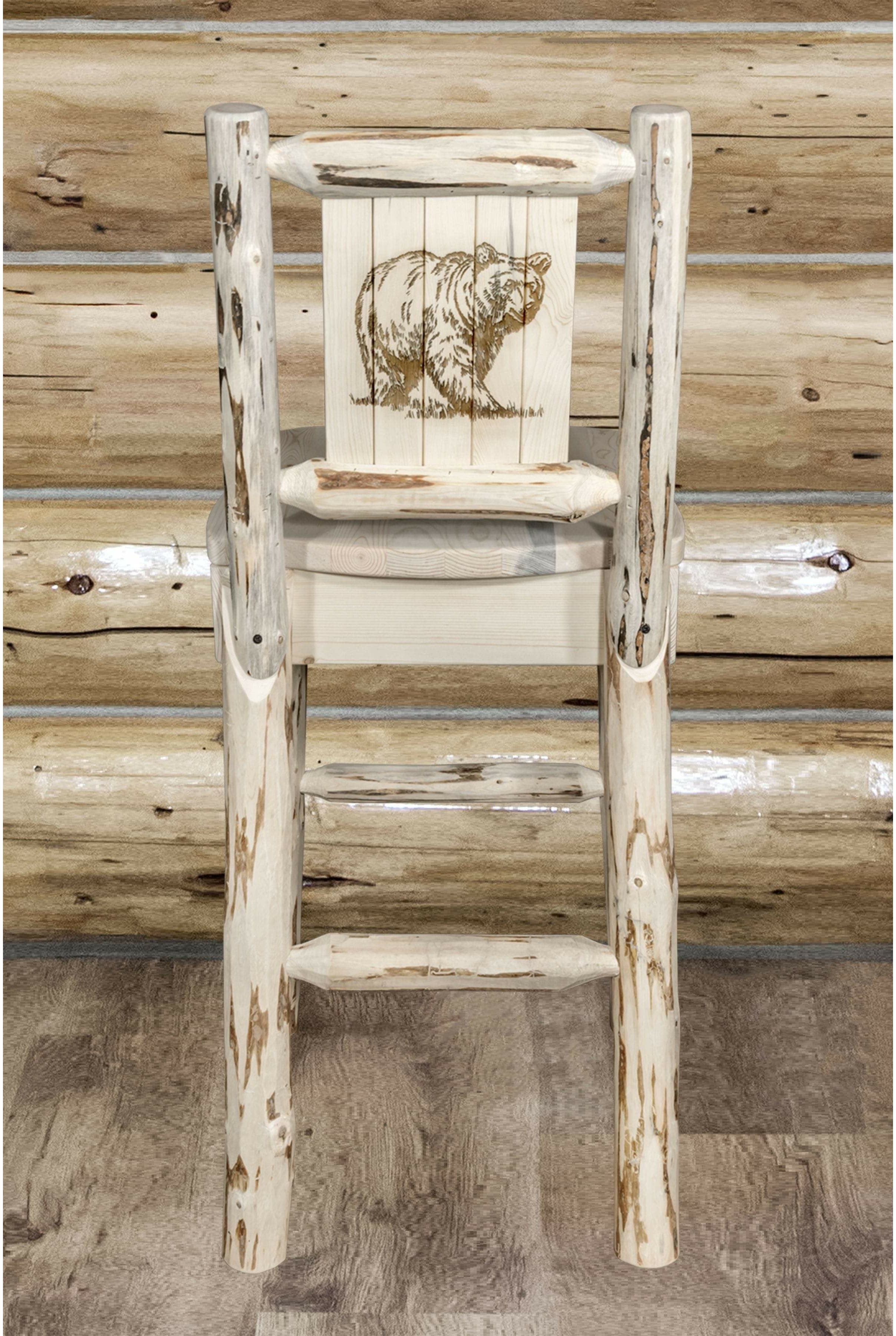 Montana Woodworks Montana Collection Barstool with Laser Engraved Design - Clear Lacquer Finish-Rustic Furniture Marketplace