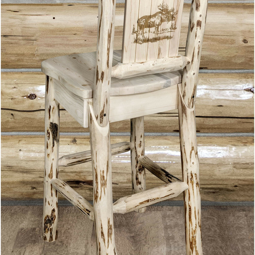 Montana Woodworks Montana Collection Barstool with Laser Engraved Moose Design - Ready to Finish-Rustic Furniture Marketplace
