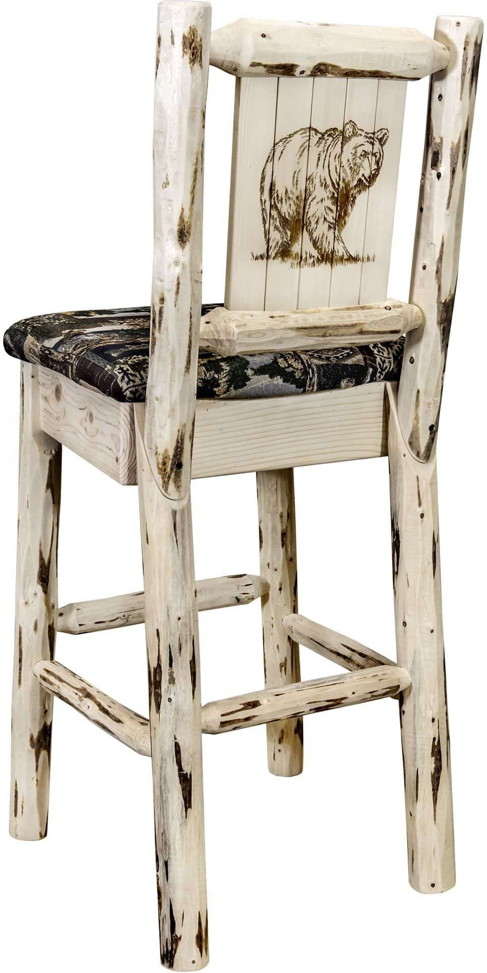 Montana Woodworks Montana Collection Barstool Woodland Upholstery with Laser Engraved Design - Ready to Finish-Rustic Furniture Marketplace