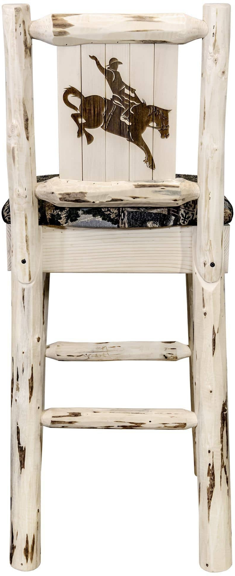 Montana Woodworks Montana Collection Barstool Woodland Upholstery with Laser Engraved Design - Ready to Finish-Rustic Furniture Marketplace