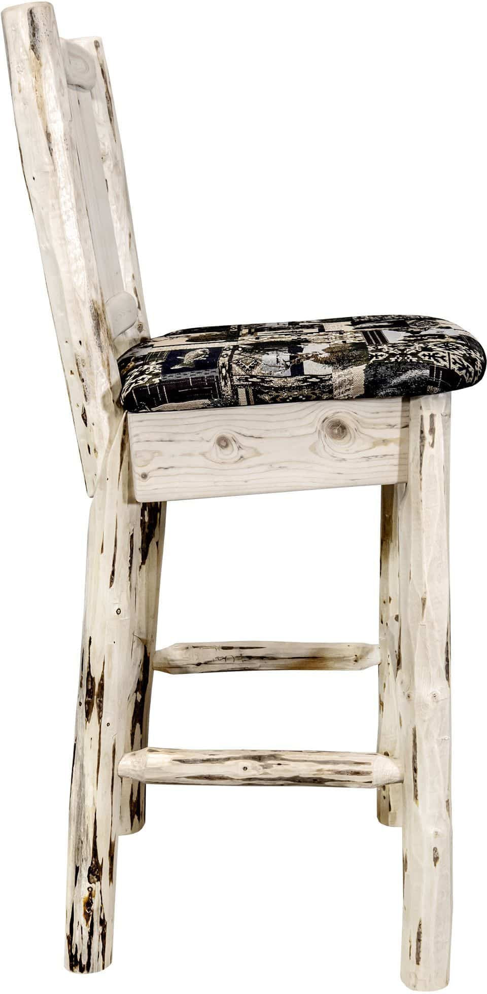 Montana Woodworks Montana Collection Barstool Woodland Upholstery with Laser Engraved Design - Ready to Finish-Rustic Furniture Marketplace