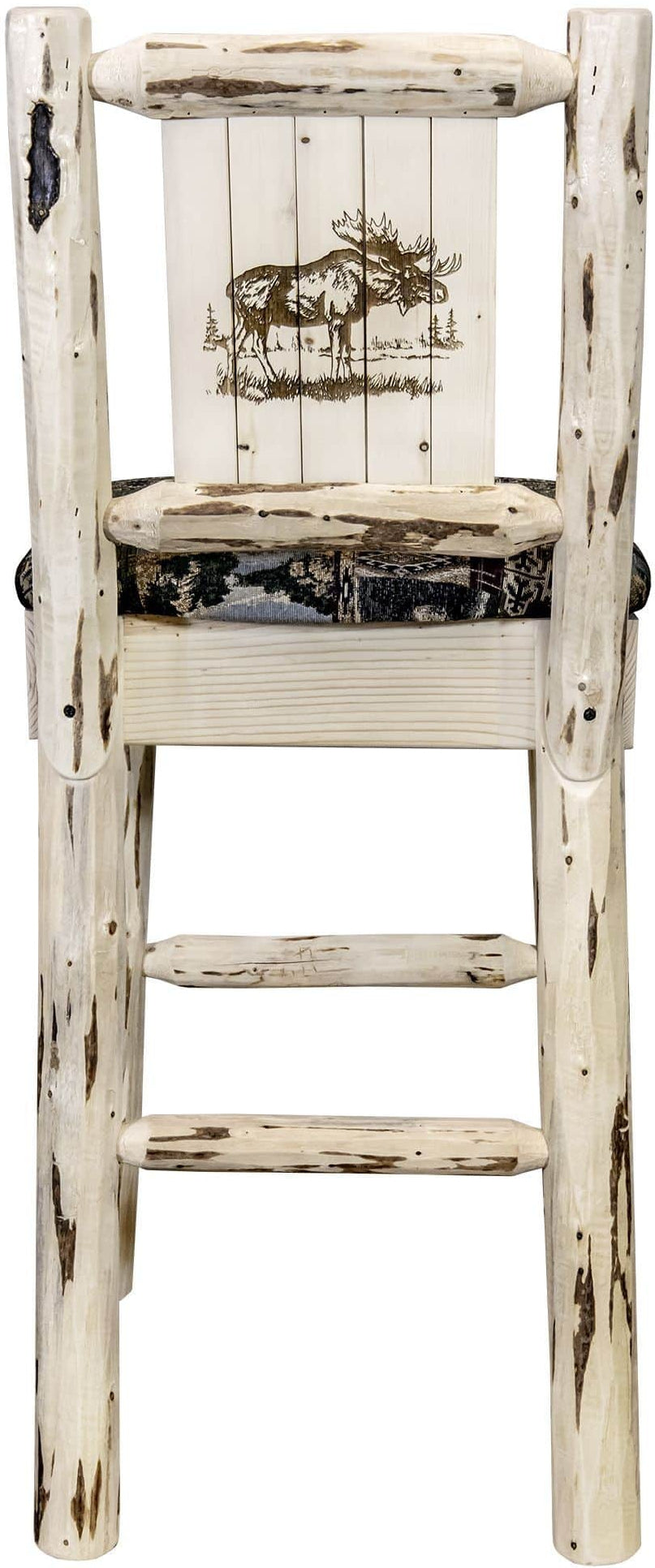 Montana Woodworks Montana Collection Barstool Woodland Upholstery with Laser Engraved Design - Ready to Finish-Rustic Furniture Marketplace