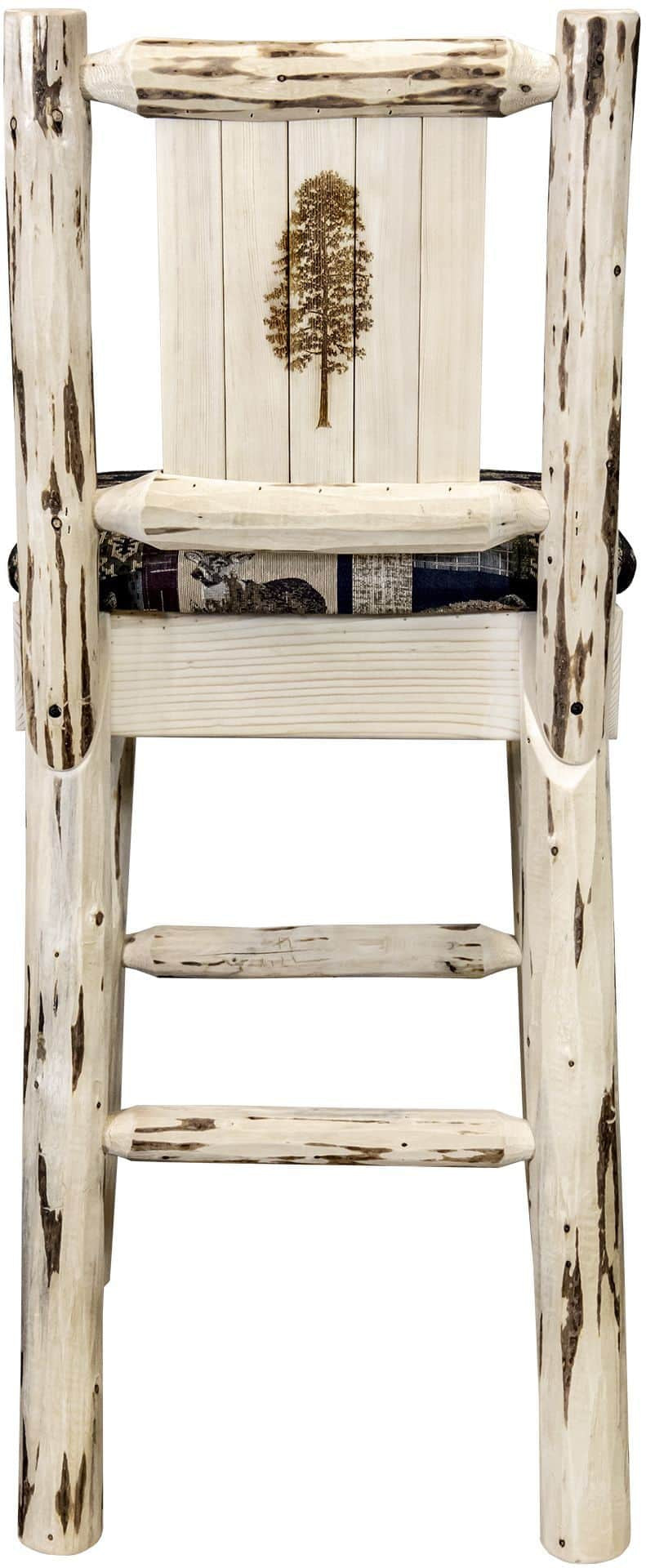 Montana Woodworks Montana Collection Barstool Woodland Upholstery with Laser Engraved Design - Ready to Finish-Rustic Furniture Marketplace