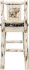 Montana Woodworks Montana Collection Barstool Woodland Upholstery with Laser Engraved Design - Clear Lacquer Finish-Rustic Furniture Marketplace
