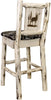 Montana Woodworks Montana Collection Barstool Woodland Upholstery with Laser Engraved Design - Clear Lacquer Finish-Rustic Furniture Marketplace