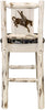 Montana Woodworks Montana Collection Barstool Woodland Upholstery with Laser Engraved Design - Clear Lacquer Finish-Rustic Furniture Marketplace