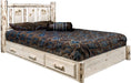 Montana Woodworks Montana Collection California King Storage Platform Bed with Laser Engraved Design - Ready to Finish-Rustic Furniture Marketplace