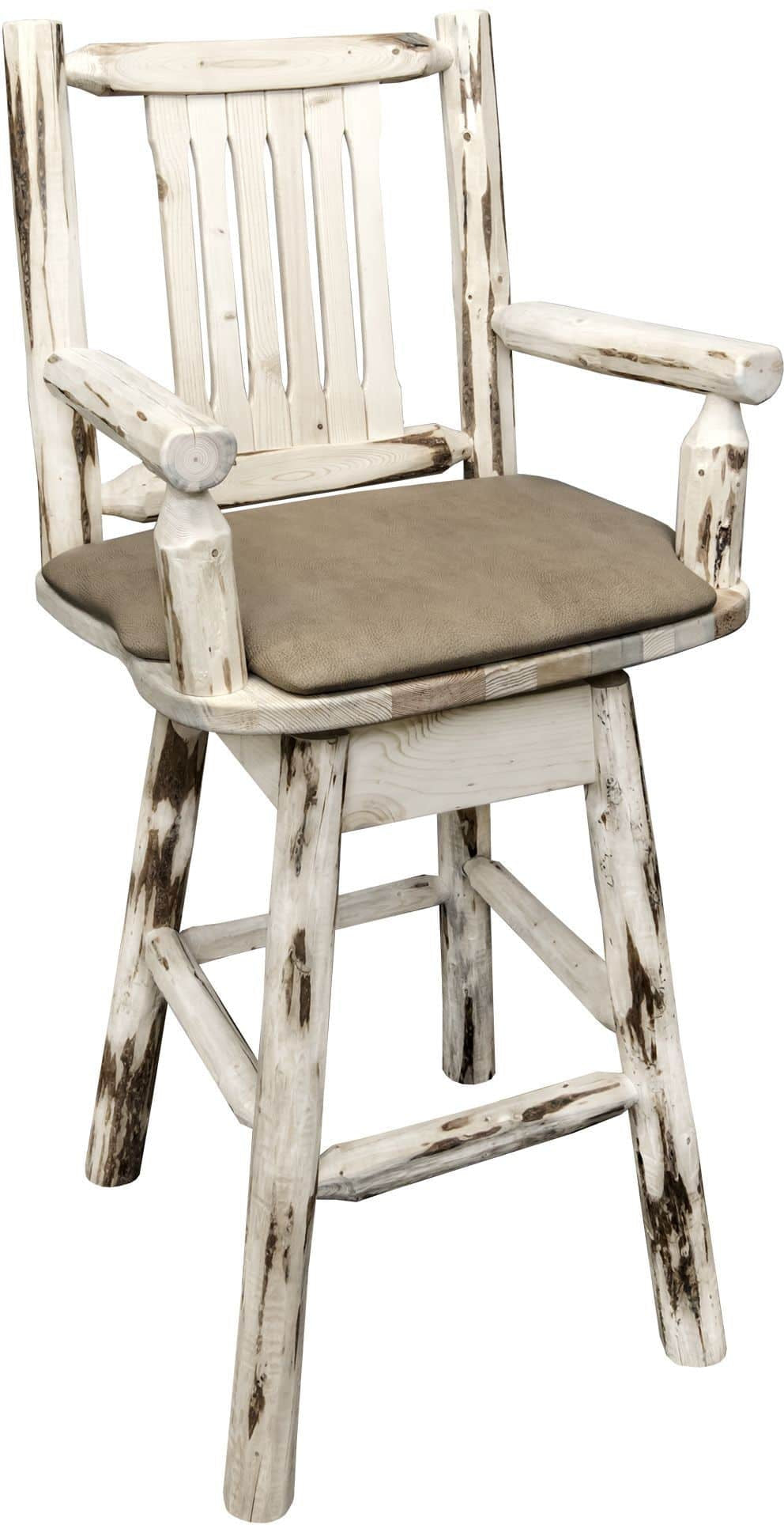 Montana Woodworks Montana Collection Captain's Barstool with Back/Swivel/Upholstered Seat-Rustic Furniture Marketplace