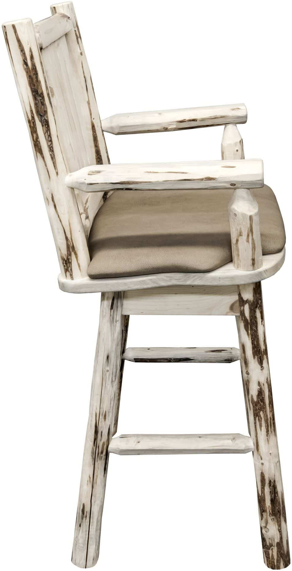 Montana Woodworks Montana Collection Captain's Barstool with Back/Swivel/Upholstered Seat-Rustic Furniture Marketplace