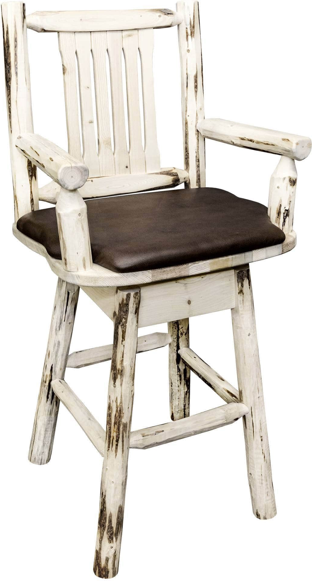 Montana Woodworks Montana Collection Captain's Barstool with Back/Swivel/Upholstered Seat-Rustic Furniture Marketplace