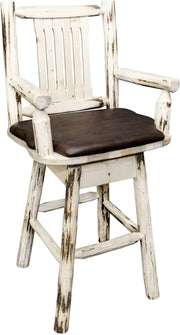 Montana Woodworks Montana Collection Captain's Barstool with Back/Swivel/Upholstered Seat-Rustic Furniture Marketplace
