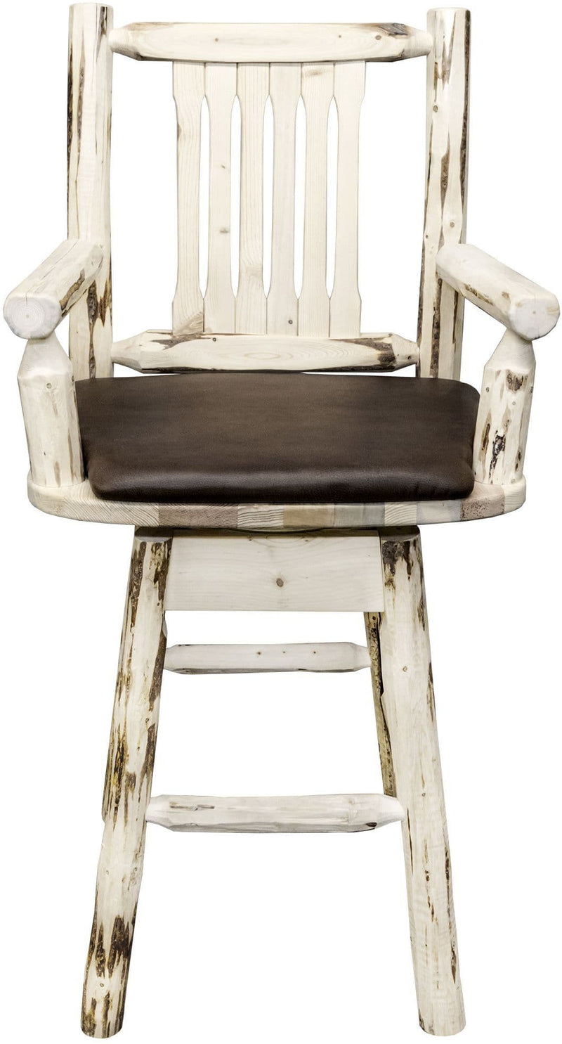 Montana Woodworks Montana Collection Captain's Barstool with Back/Swivel/Upholstered Seat-Rustic Furniture Marketplace