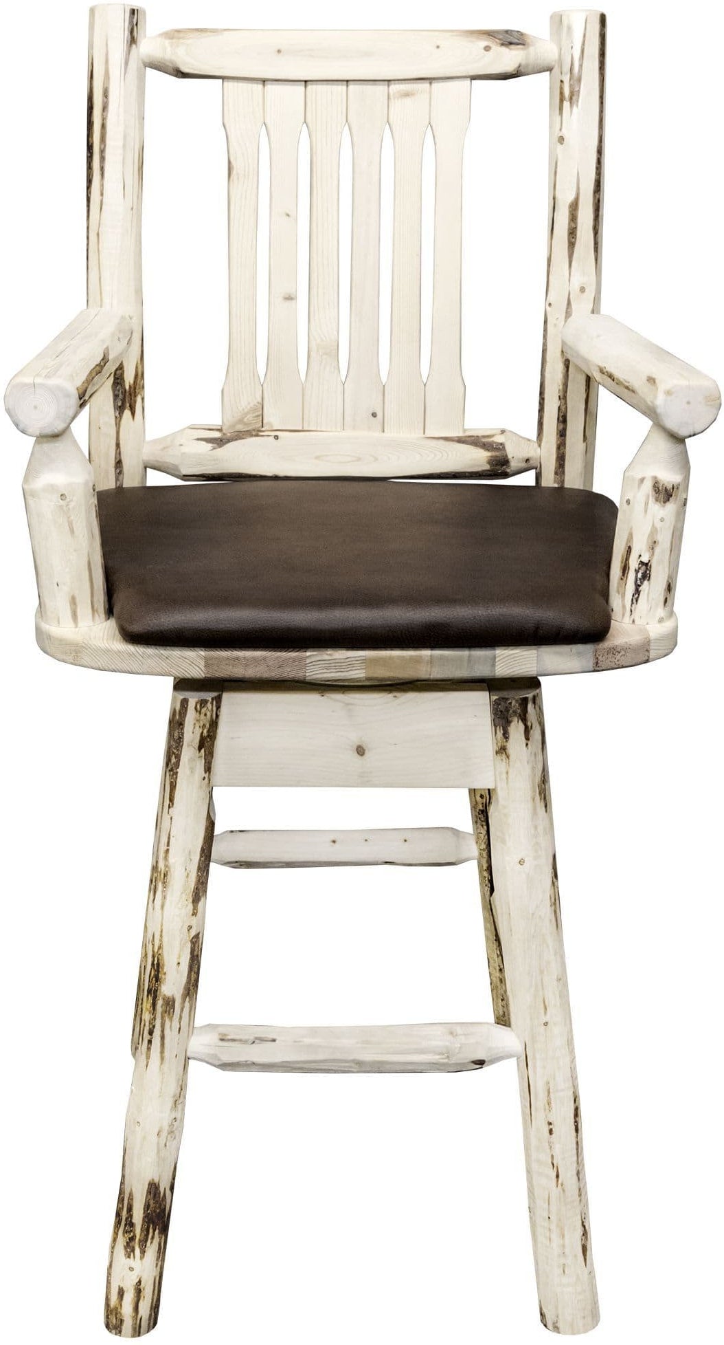 Montana Woodworks Montana Collection Captain's Barstool with Back/Swivel/Upholstered Seat-Rustic Furniture Marketplace
