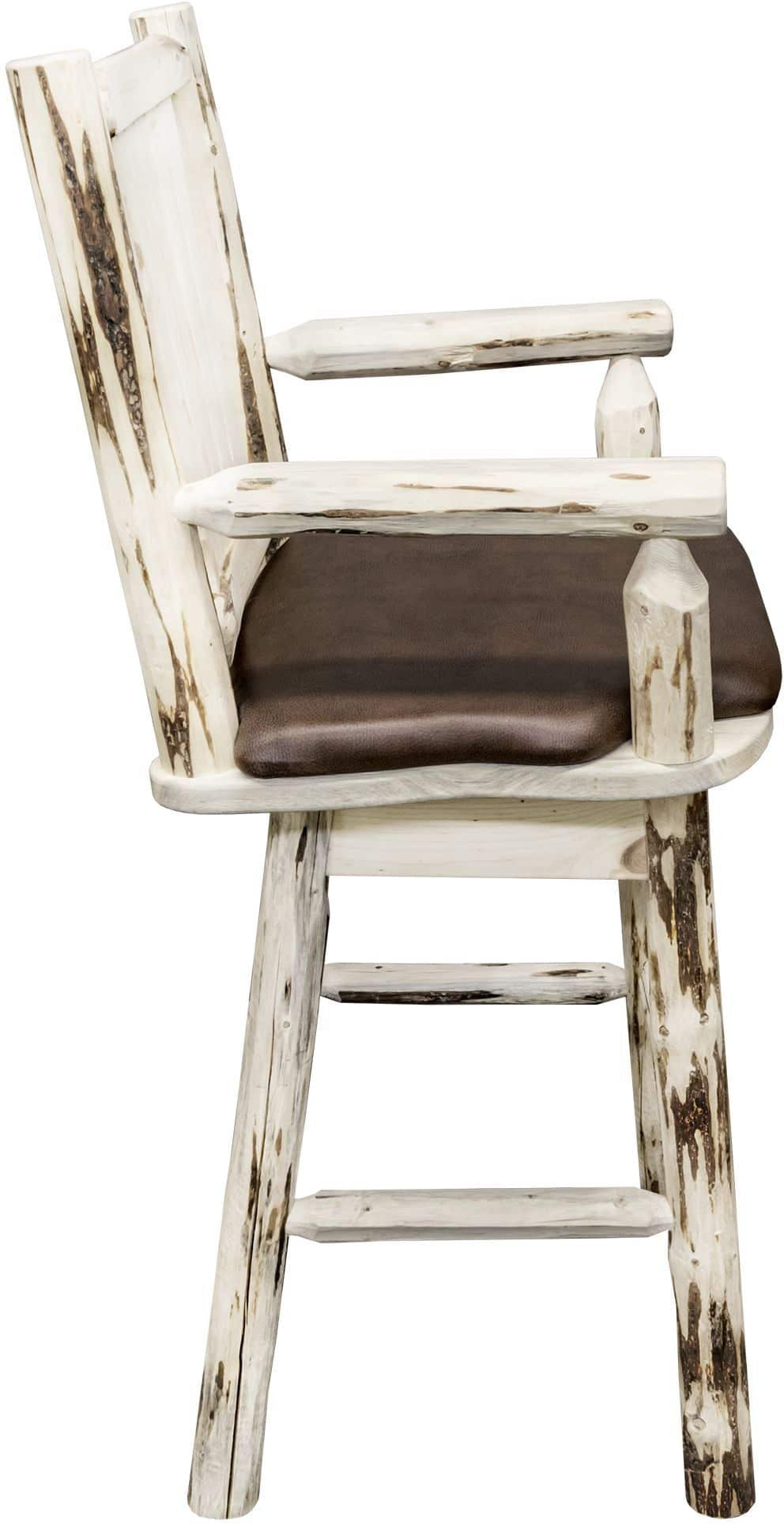 Montana Woodworks Montana Collection Captain's Barstool with Back/Swivel/Upholstered Seat-Rustic Furniture Marketplace