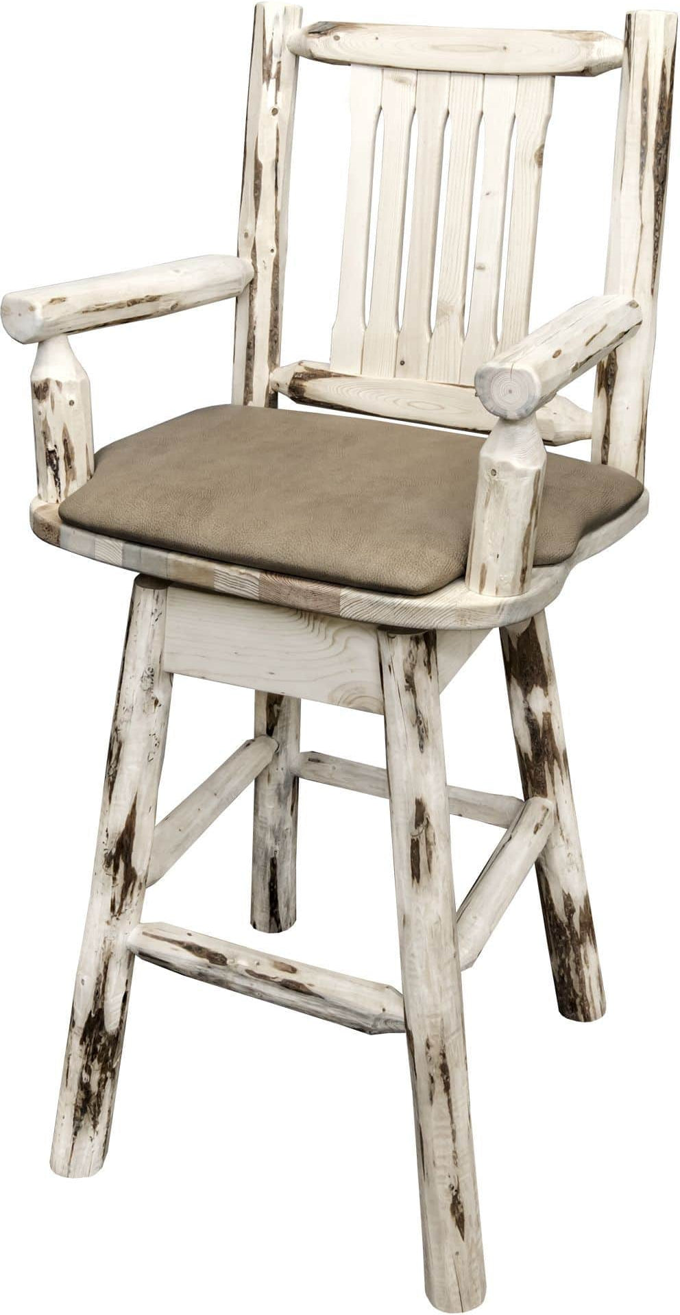 Montana Woodworks Montana Collection Captain's Barstool with Back/Swivel/Upholstered Seat-Rustic Furniture Marketplace