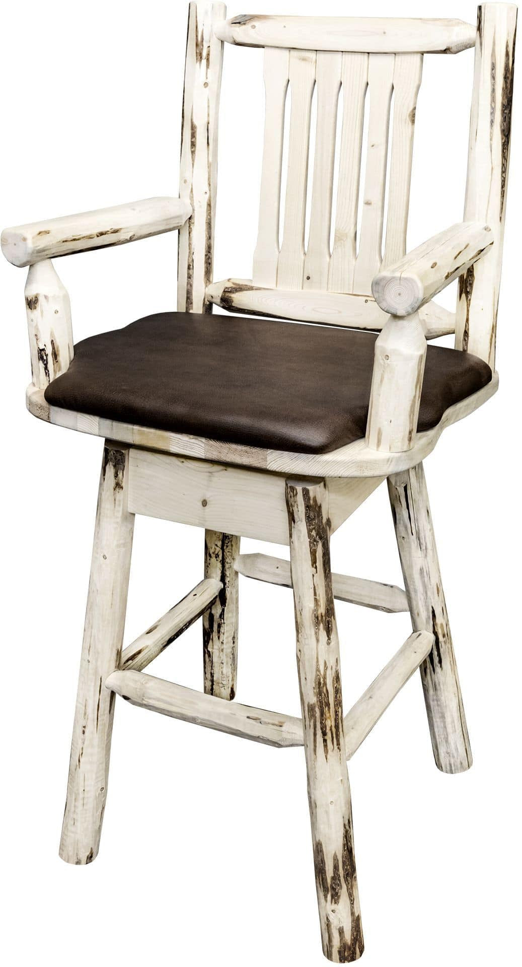 Montana Woodworks Montana Collection Captain's Barstool with Back/Swivel/Upholstered Seat-Rustic Furniture Marketplace