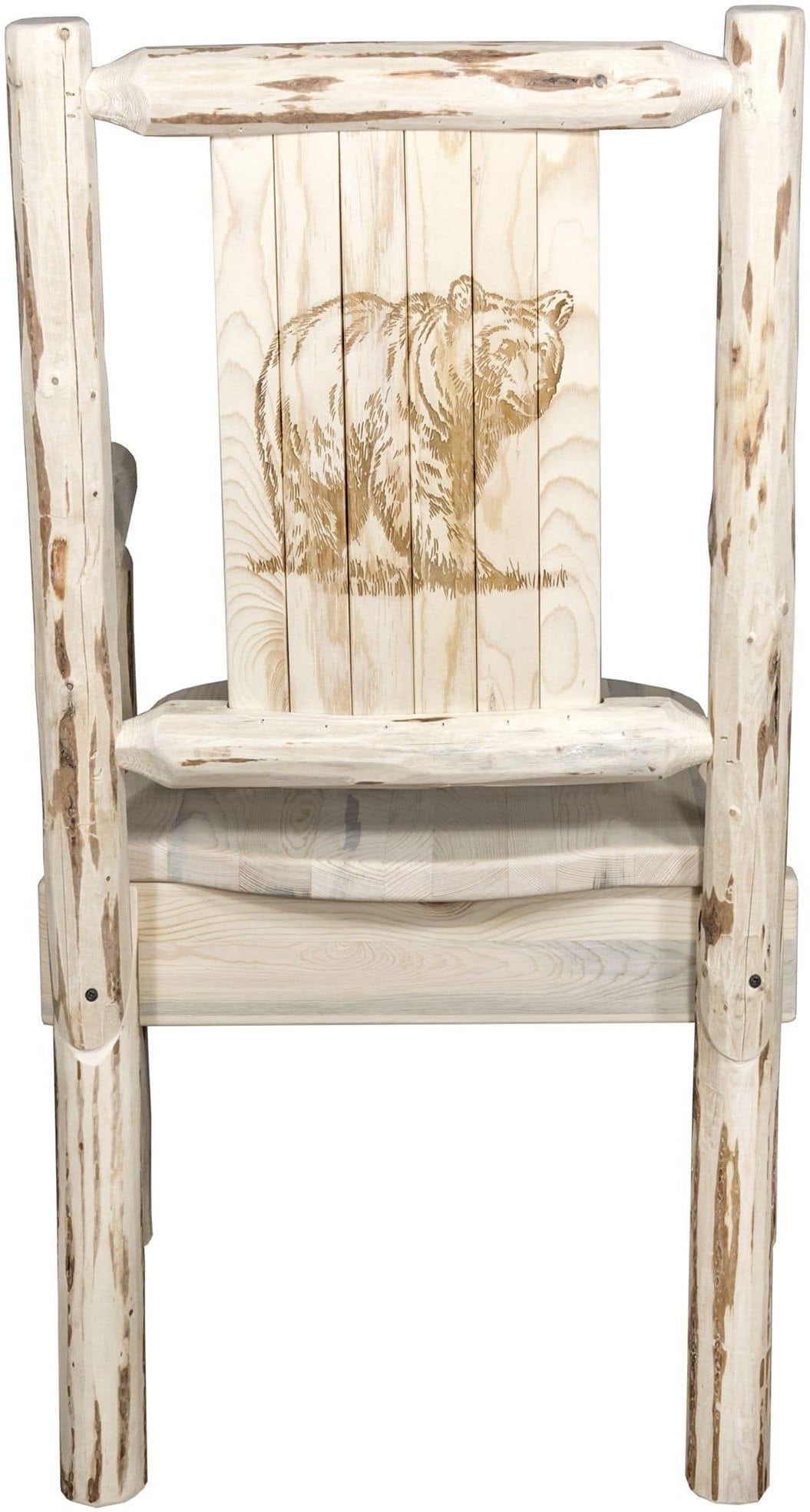 Montana Woodworks Montana Collection Captain's Chair with Laser Engraved Design - Clear Lacquer Finish-Rustic Furniture Marketplace