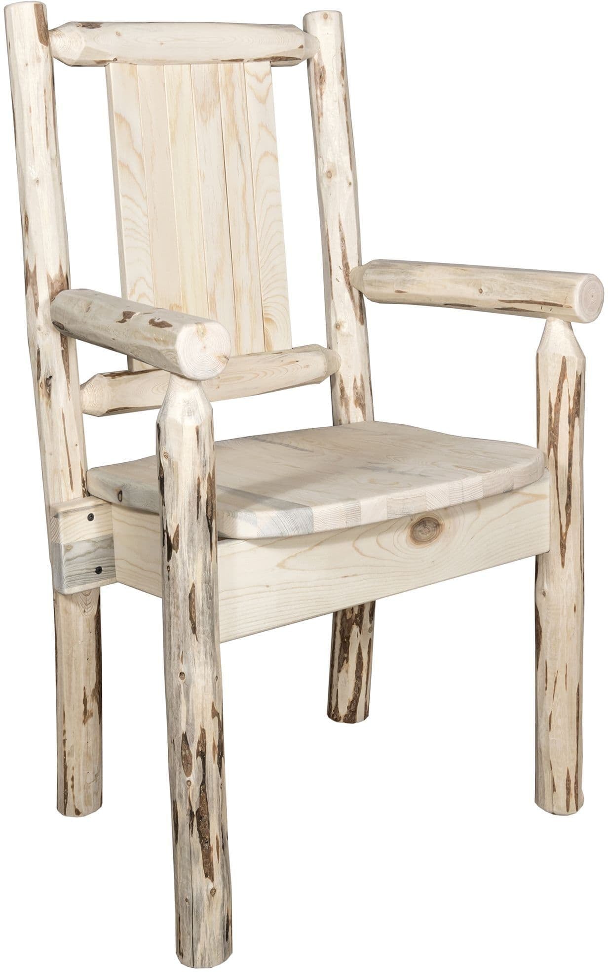 Montana Woodworks Montana Collection Captain's Chair with Laser Engraved Design - Clear Lacquer Finish-Rustic Furniture Marketplace