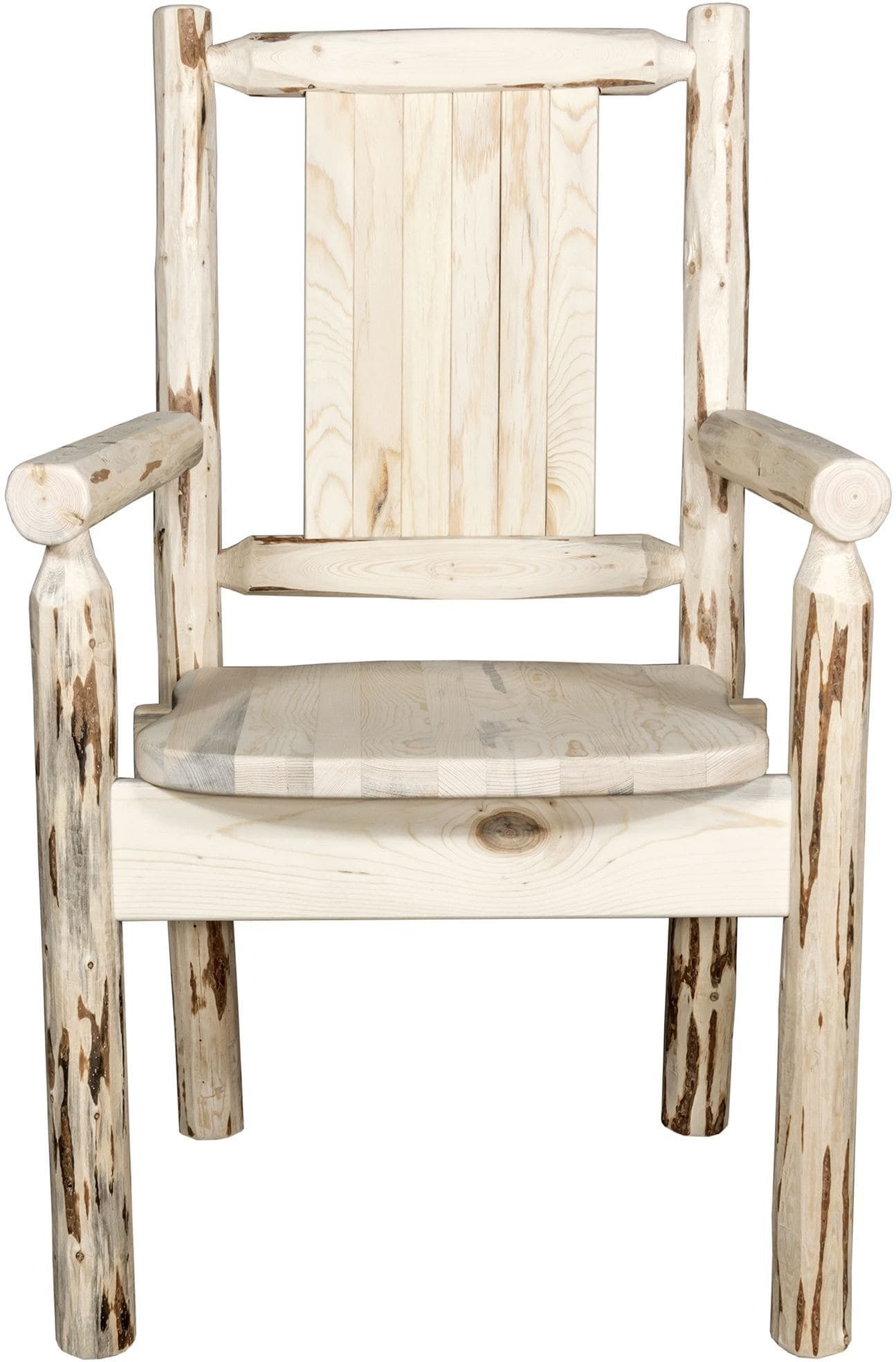 Montana Woodworks Montana Collection Captain's Chair with Laser Engraved Design - Clear Lacquer Finish-Rustic Furniture Marketplace