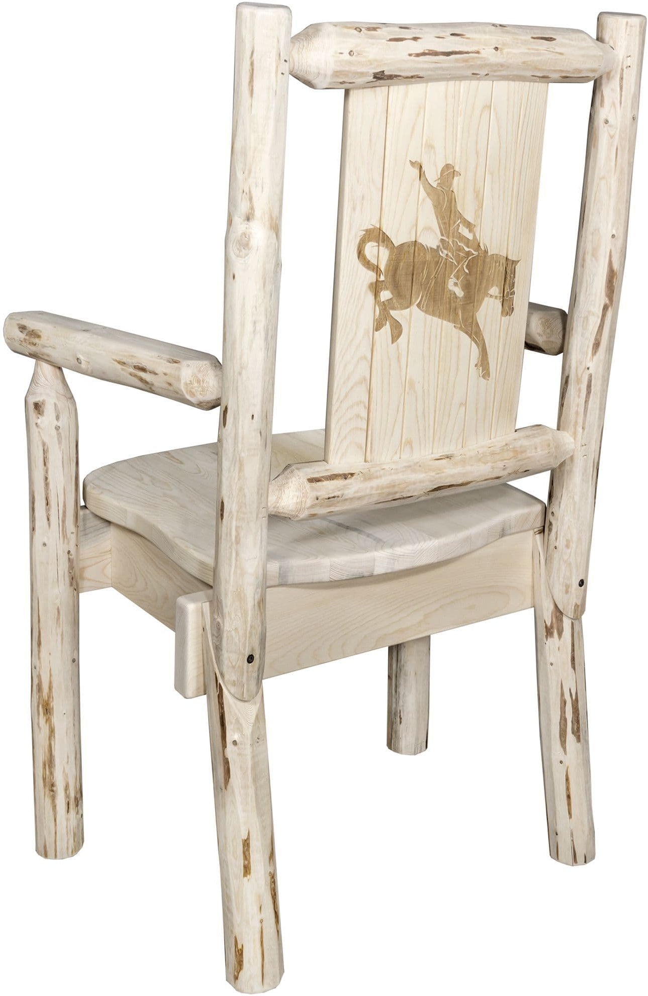 Montana Woodworks Montana Collection Captain's Chair with Laser Engraved Design - Clear Lacquer Finish-Rustic Furniture Marketplace