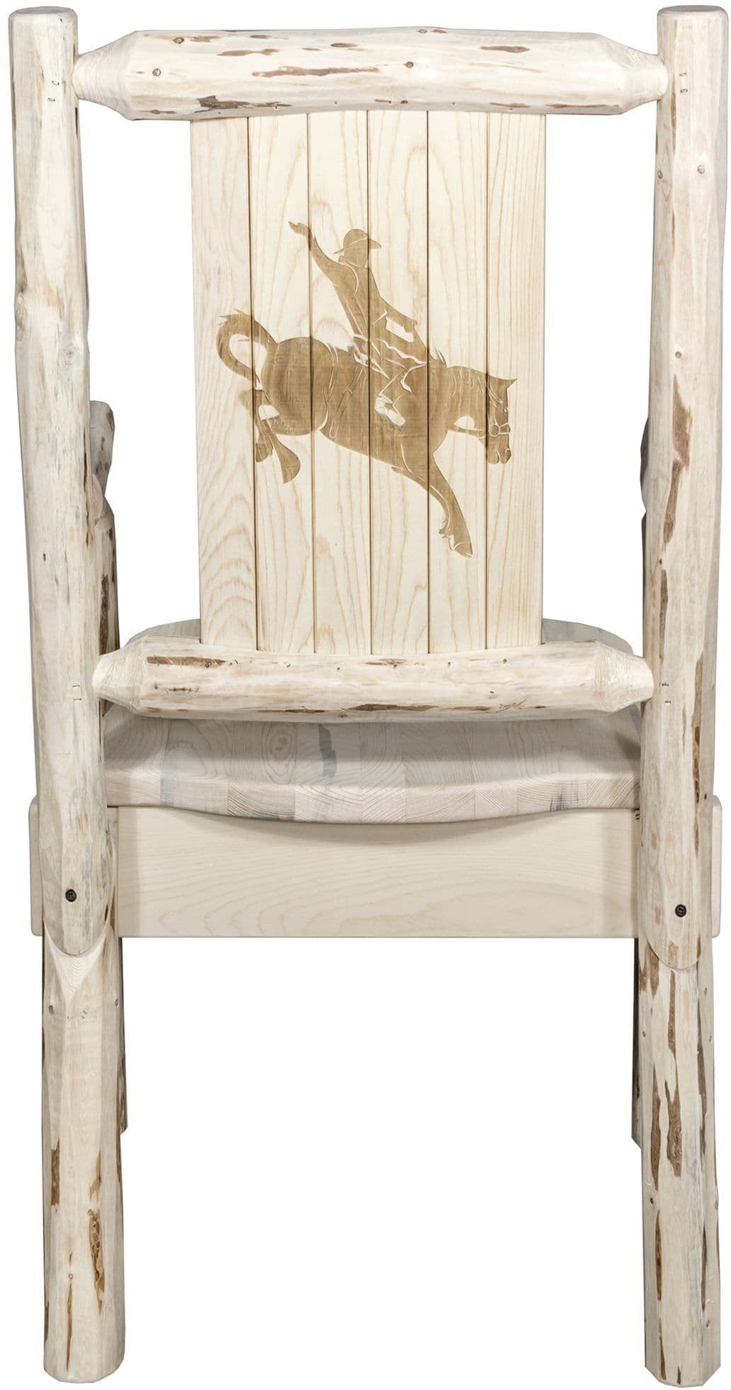 Montana Woodworks Montana Collection Captain's Chair with Laser Engraved Design - Clear Lacquer Finish-Rustic Furniture Marketplace