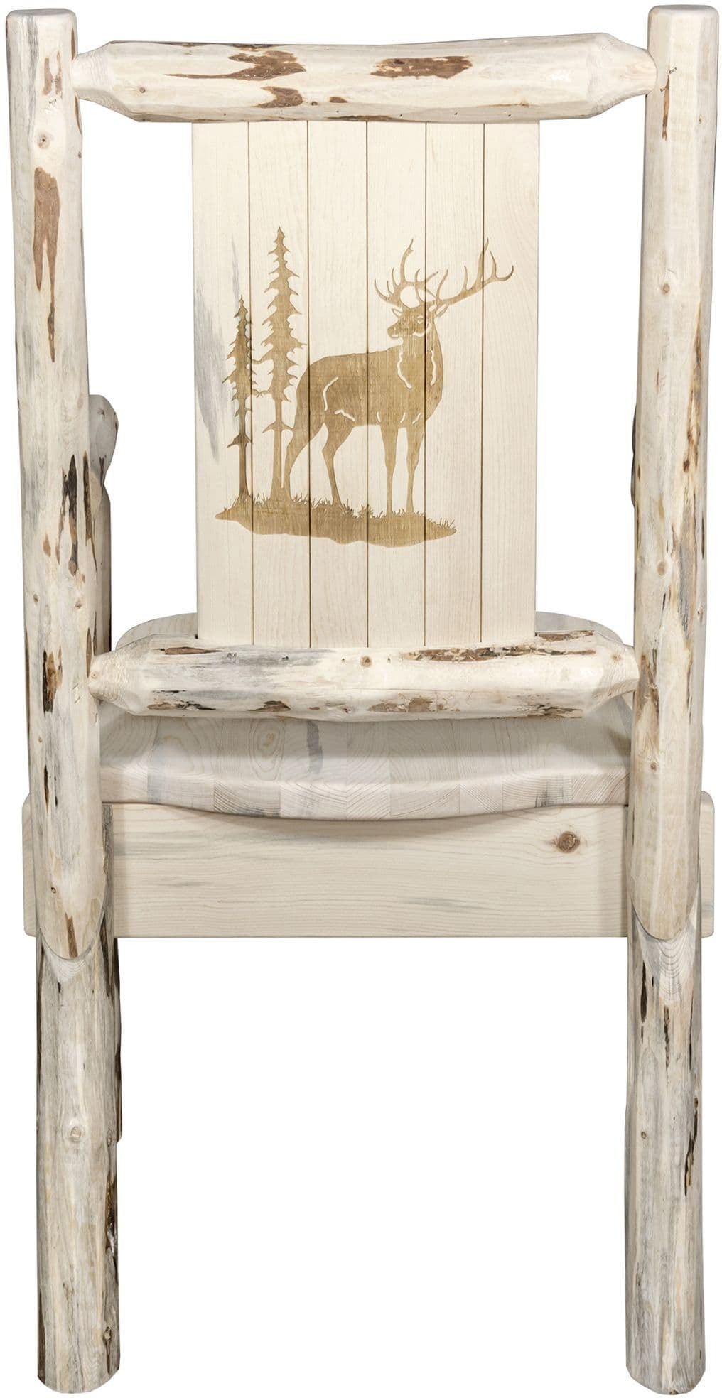 Montana Woodworks Montana Collection Captain's Chair with Laser Engraved Design - Clear Lacquer Finish-Rustic Furniture Marketplace