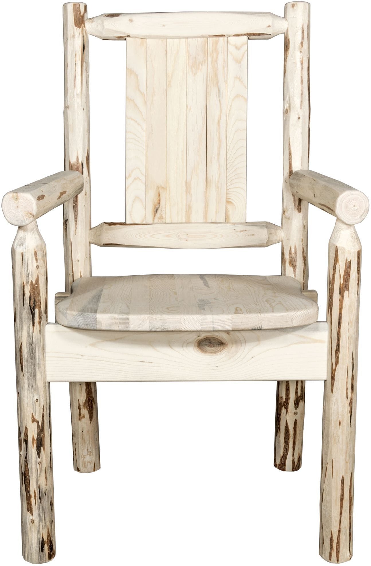 Montana Woodworks Montana Collection Captain's Chair with Laser Engraved Design - Clear Lacquer Finish-Rustic Furniture Marketplace