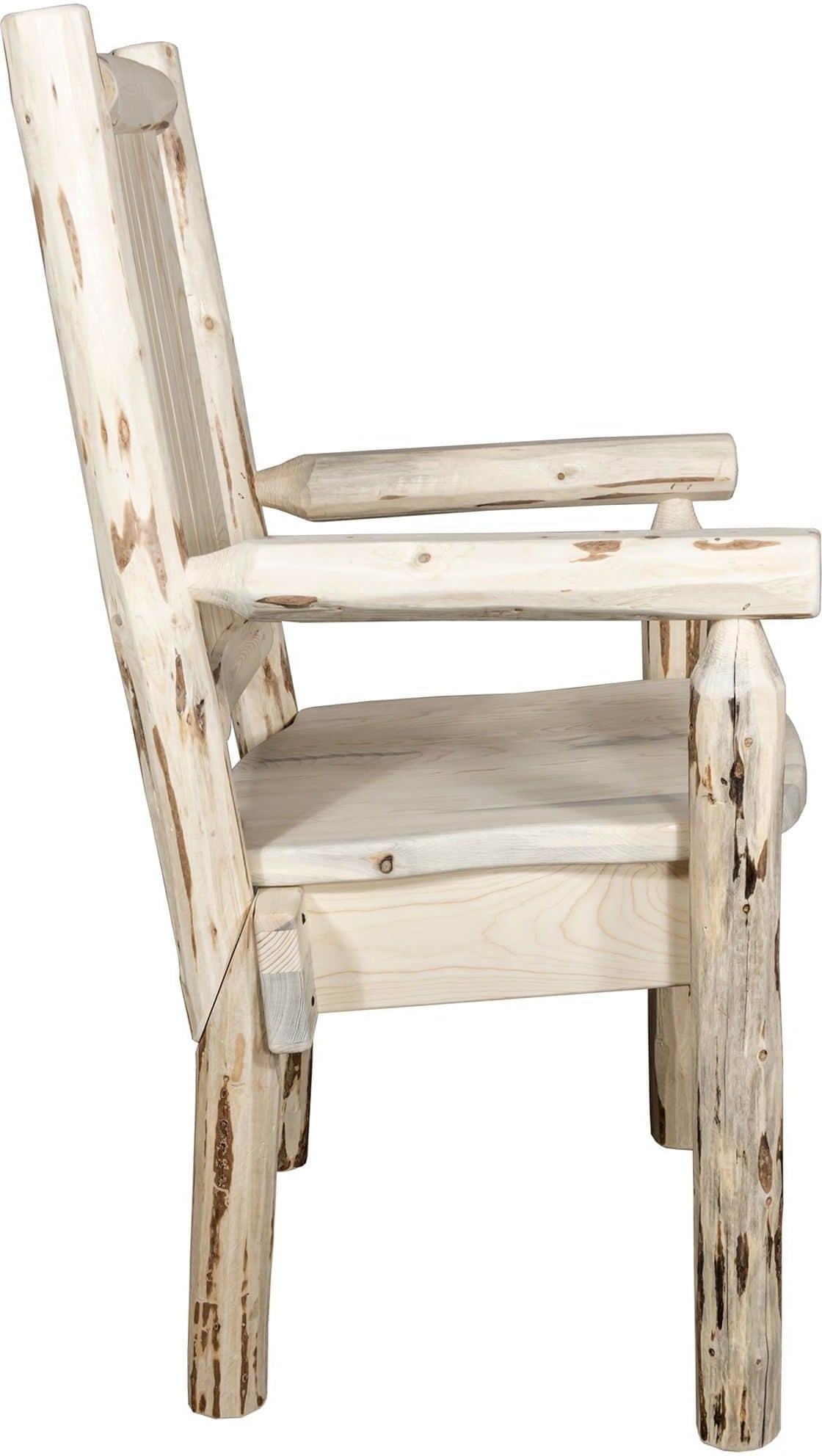 Montana Woodworks Montana Collection Captain's Chair with Laser Engraved Design - Clear Lacquer Finish-Rustic Furniture Marketplace