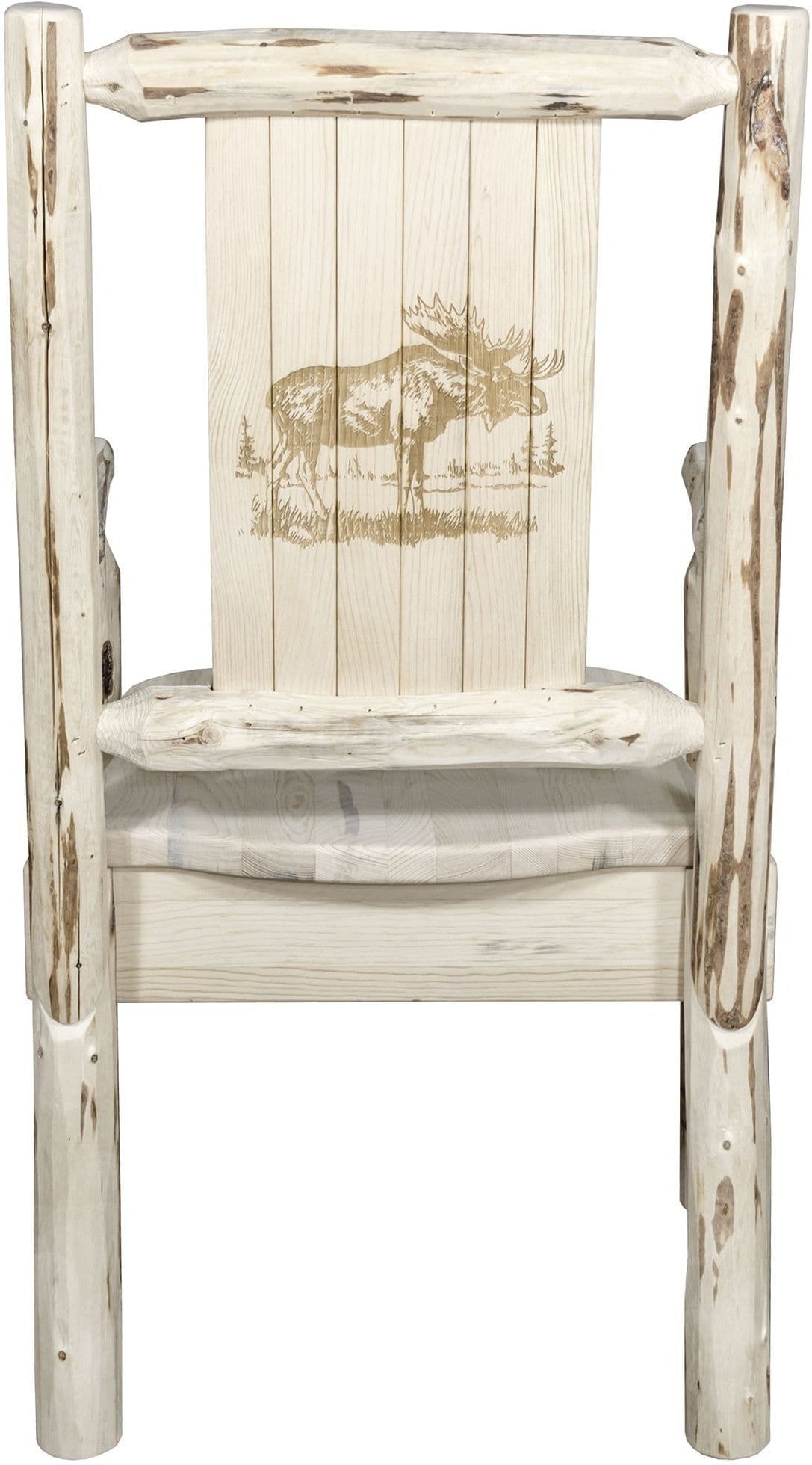 Montana Woodworks Montana Collection Captain's Chair with Laser Engraved Design - Clear Lacquer Finish-Rustic Furniture Marketplace