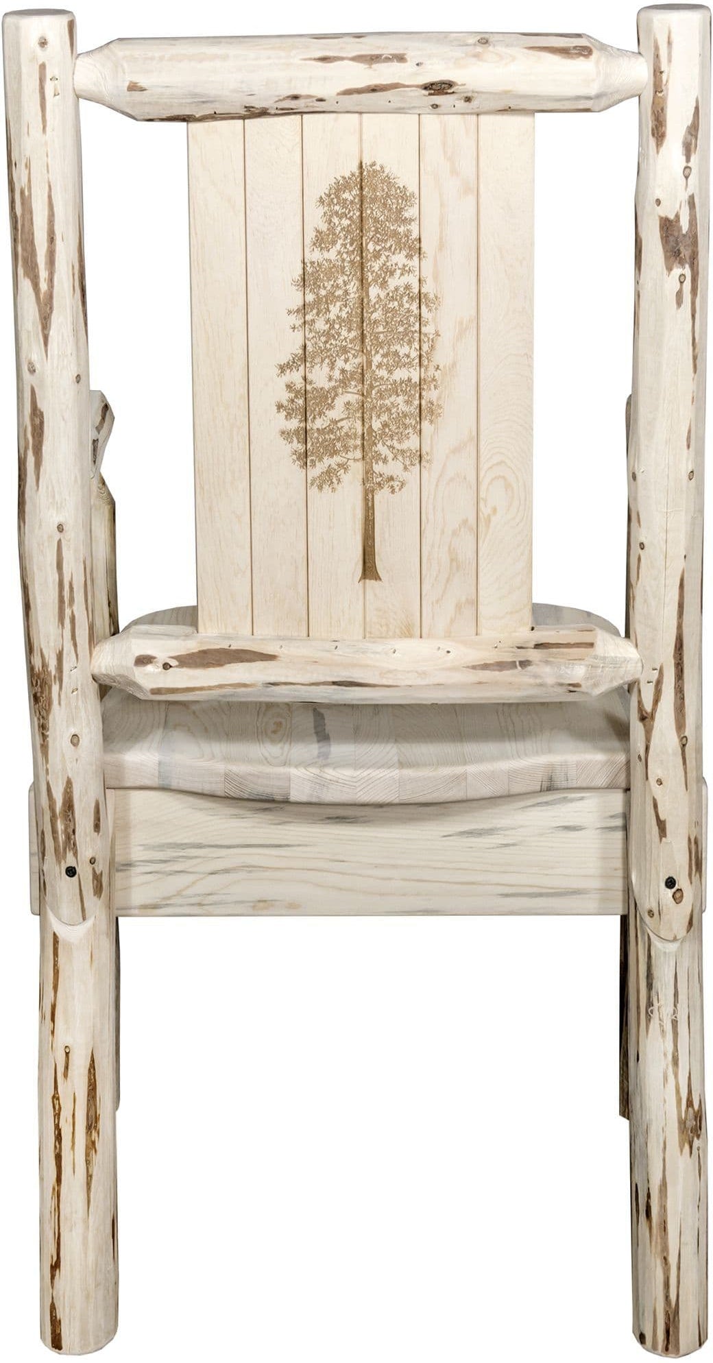 Montana Woodworks Montana Collection Captain's Chair with Laser Engraved Design - Clear Lacquer Finish-Rustic Furniture Marketplace