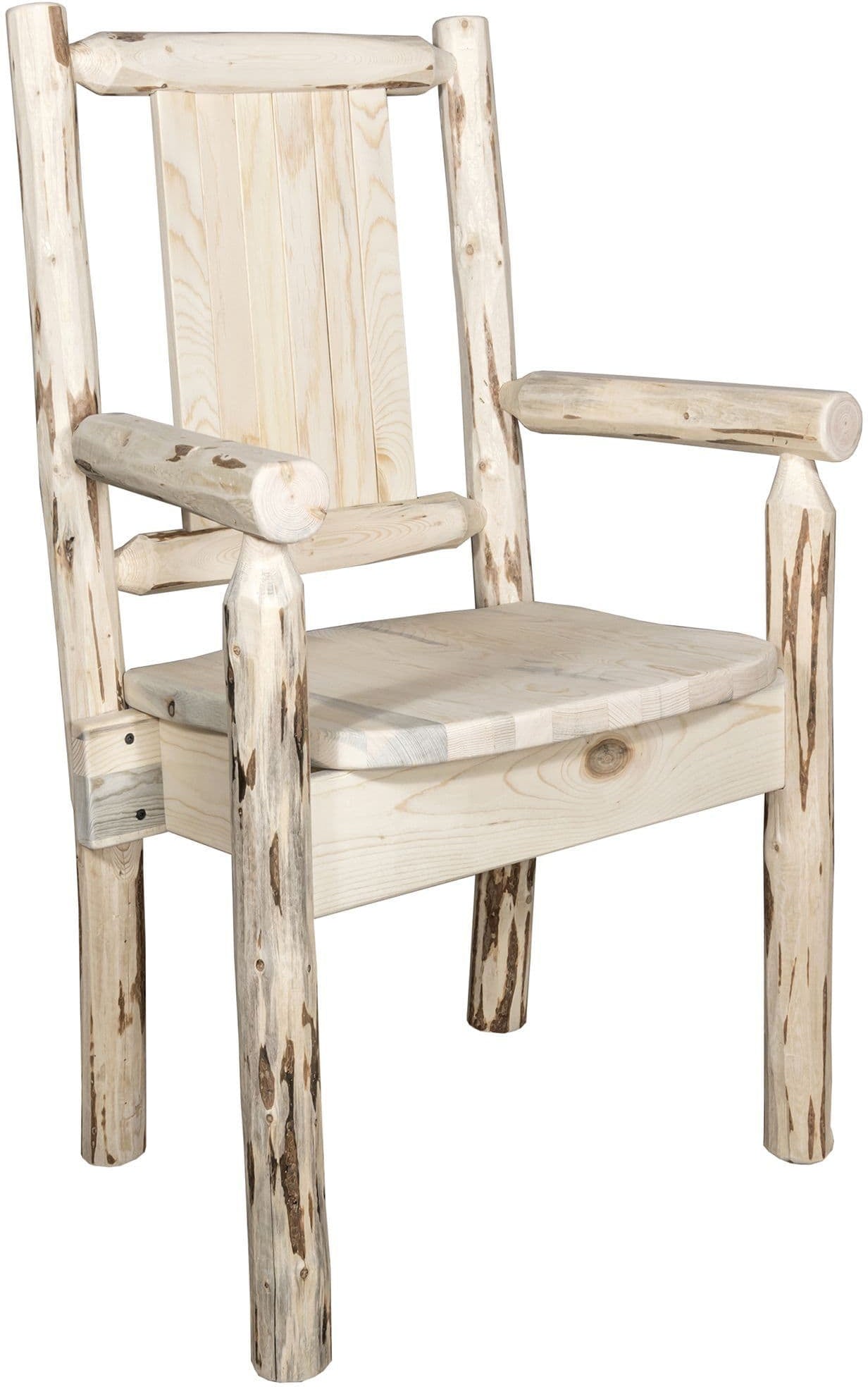 Montana Woodworks Montana Collection Captain's Chair with Laser Engraved Design - Clear Lacquer Finish-Rustic Furniture Marketplace