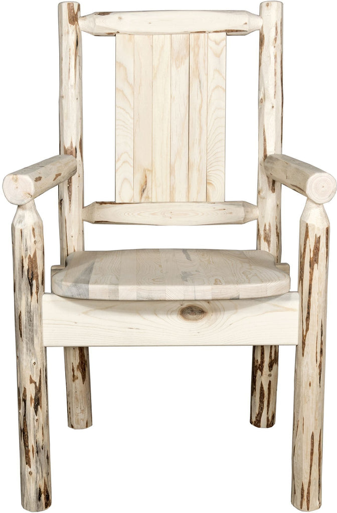 Montana Woodworks Montana Collection Captain's Chair with Laser Engraved Design - Clear Lacquer Finish-Rustic Furniture Marketplace