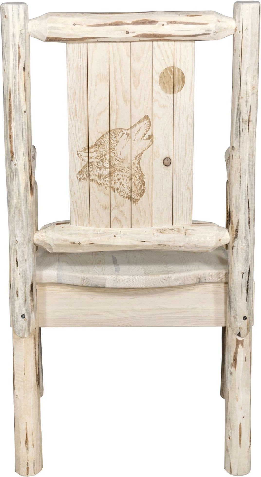 Montana Woodworks Montana Collection Captain's Chair with Laser Engraved Design - Clear Lacquer Finish-Rustic Furniture Marketplace