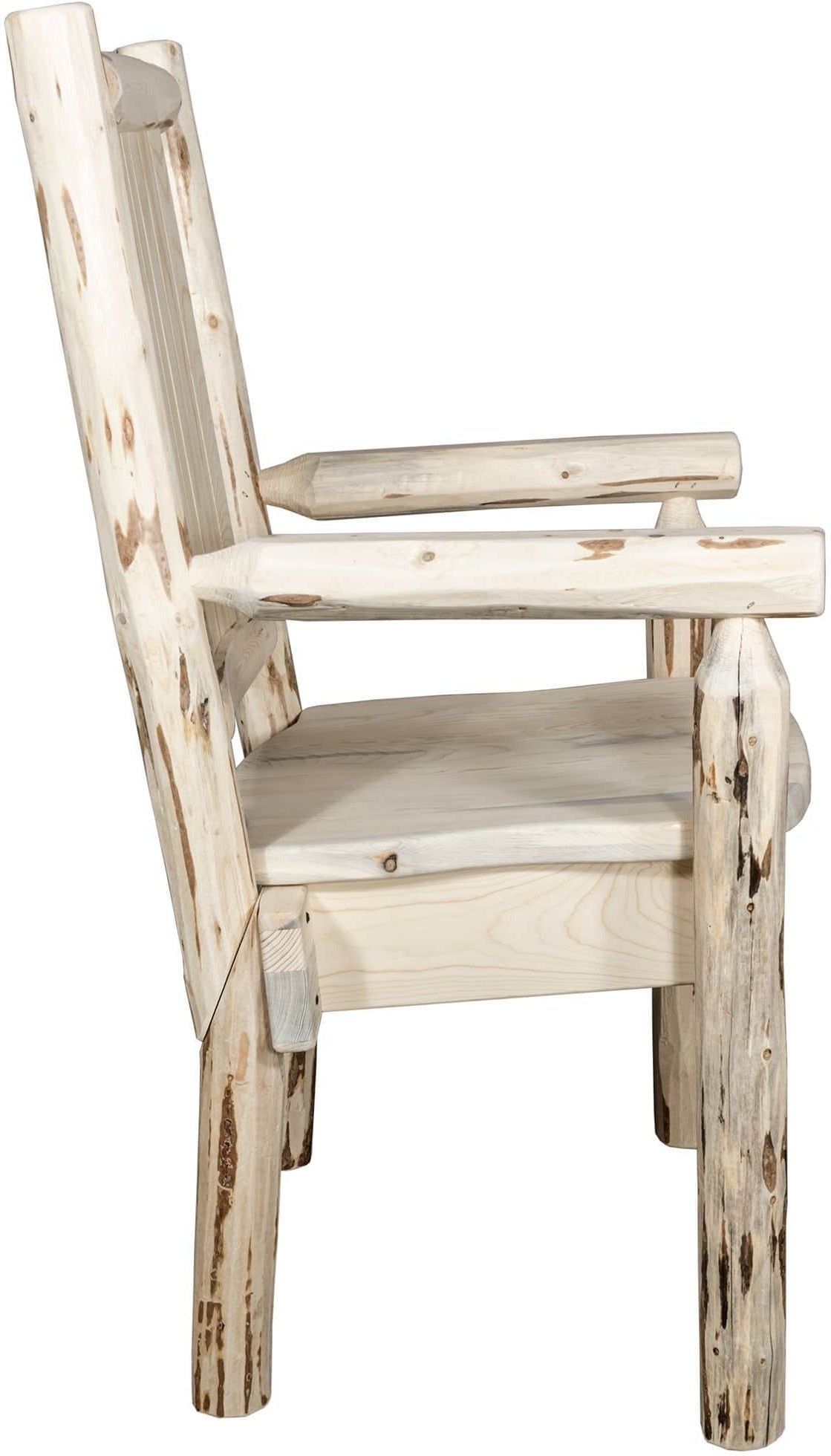 Montana Woodworks Montana Collection Captain's Chair with Laser Engraved Design - Clear Lacquer Finish-Rustic Furniture Marketplace