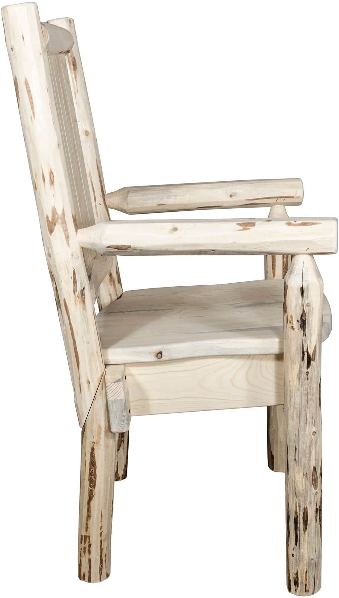 Montana Woodworks Montana Collection Captain's Chair with Laser Engraved Design - Clear Lacquer Finish-Rustic Furniture Marketplace